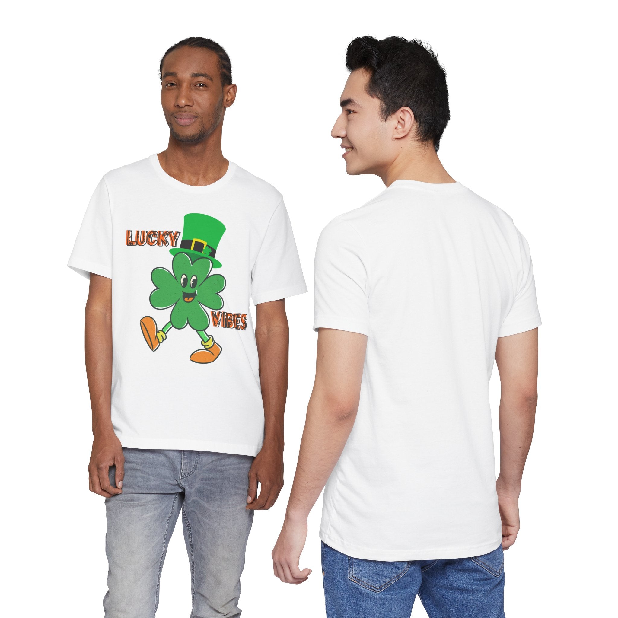 Lucky Vibes Saint Patrick's Day T-Shirt — Walking Shamrock Graphic Tee