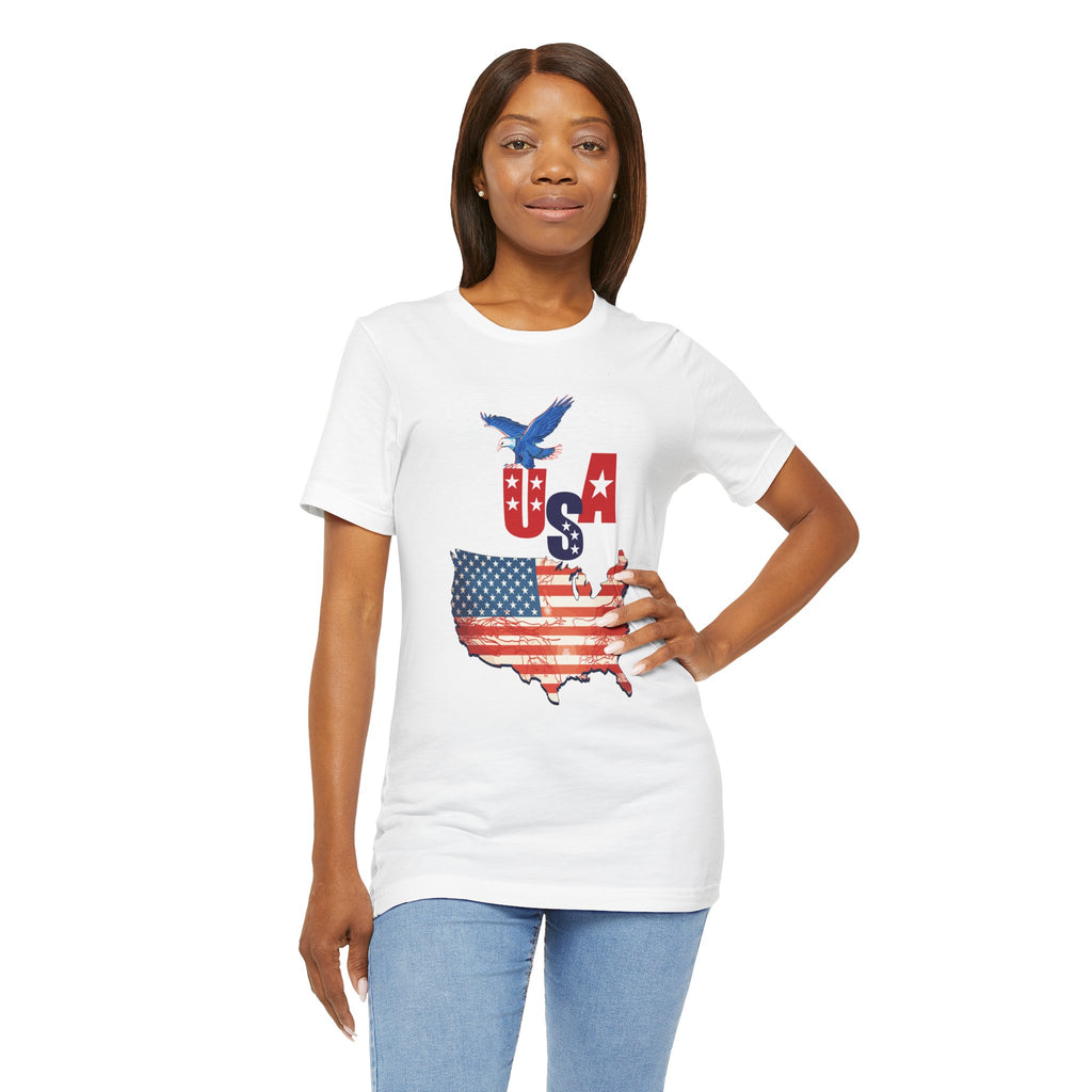 USA Flag Map T-Shirt, Patriotic Eagle Shirt, 4th of July Shirt, American Flag Tee, Independence Day Gift