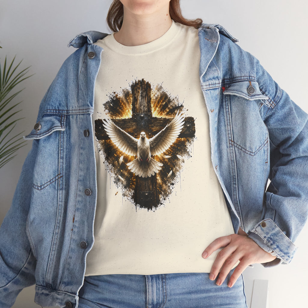 Christian Dove Cross T-Shirt | Holy Spirit Shirt | Faith Graphic Tee | Religious Gift | Bible Believer Shirt | Unisex Christian Tee