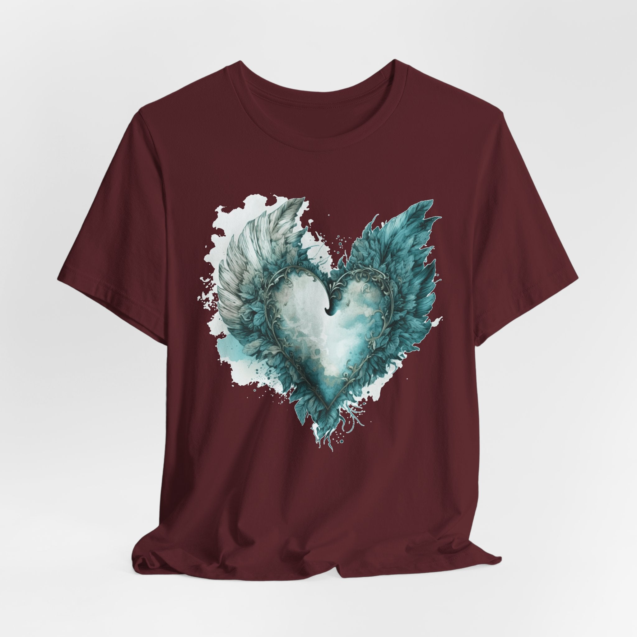 Winged Heart T-Shirt, Watercolor Heart with Wings Shirt, Aesthetic Graphic Tee, Unisex Vintage Style Shirt