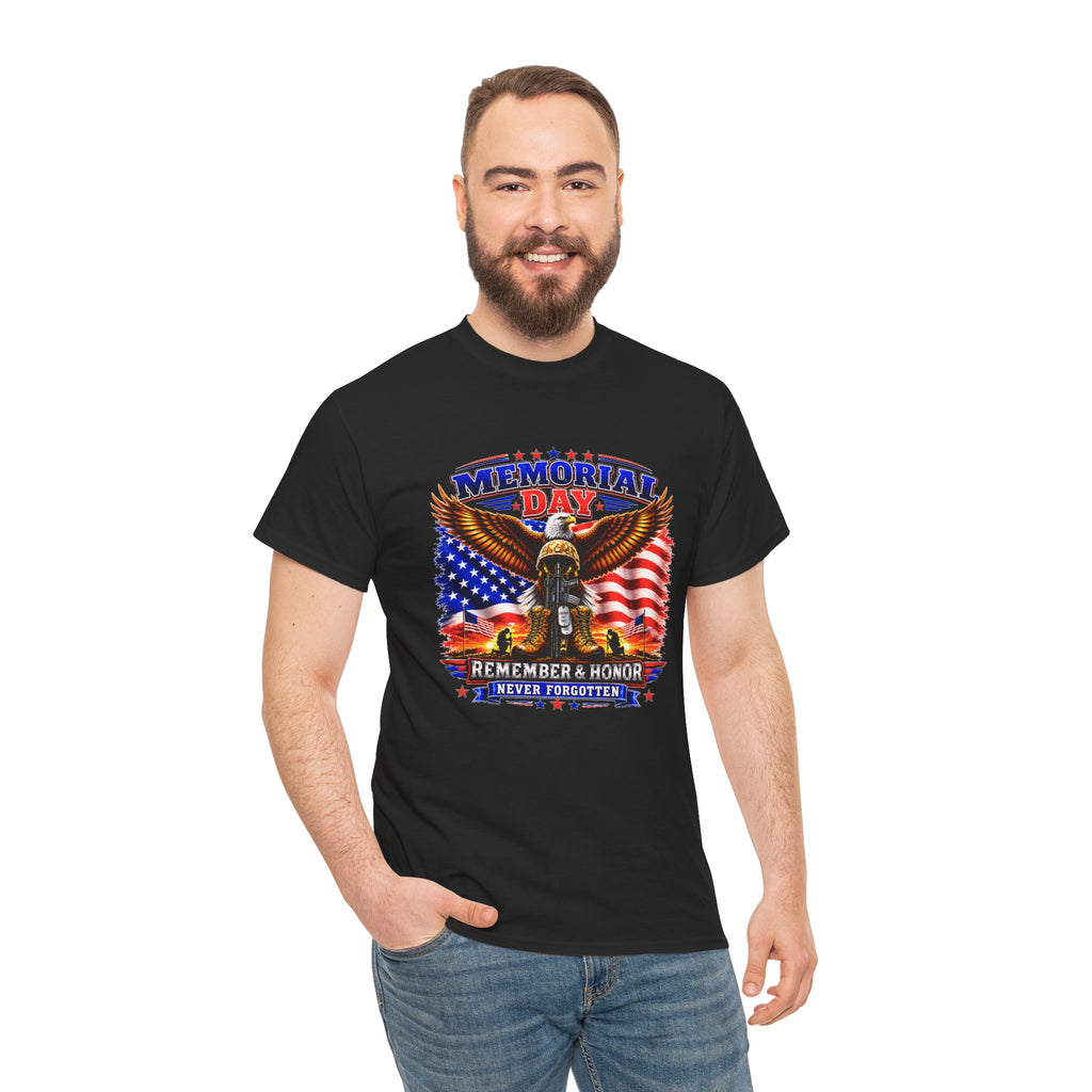 Memorial Day Shirt, Patriotic Eagle T-Shirt, Remember & Honor Tee, American Flag Graphic Shirt, Military Tribute Gift