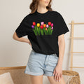 Colorful Tulip Shirt, Floral T-Shirt for Women, Botanical Graphic Tee, Spring Garden Shirt, Comfort Colors Tee