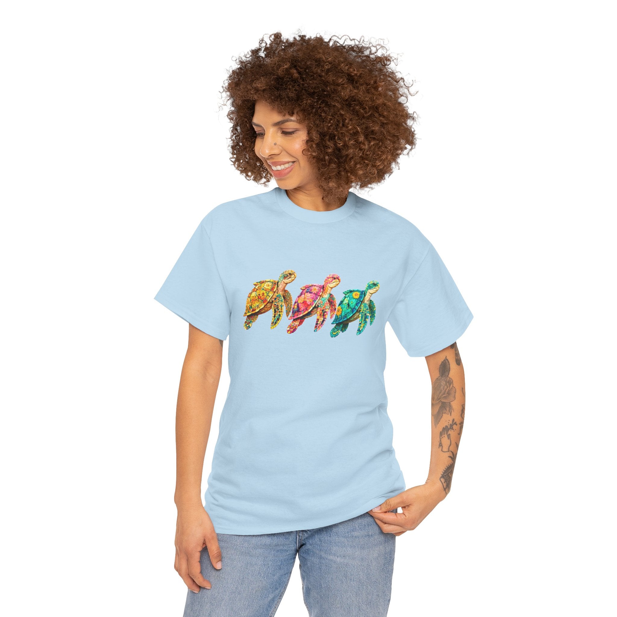 Sea Turtle T-Shirt, Colorful Sea Turtle Tee, Beach Lover Shirt, Ocean Lover Gift, Coastal Graphic Tee, Marine Life Shirt, Summer Vacation Tee