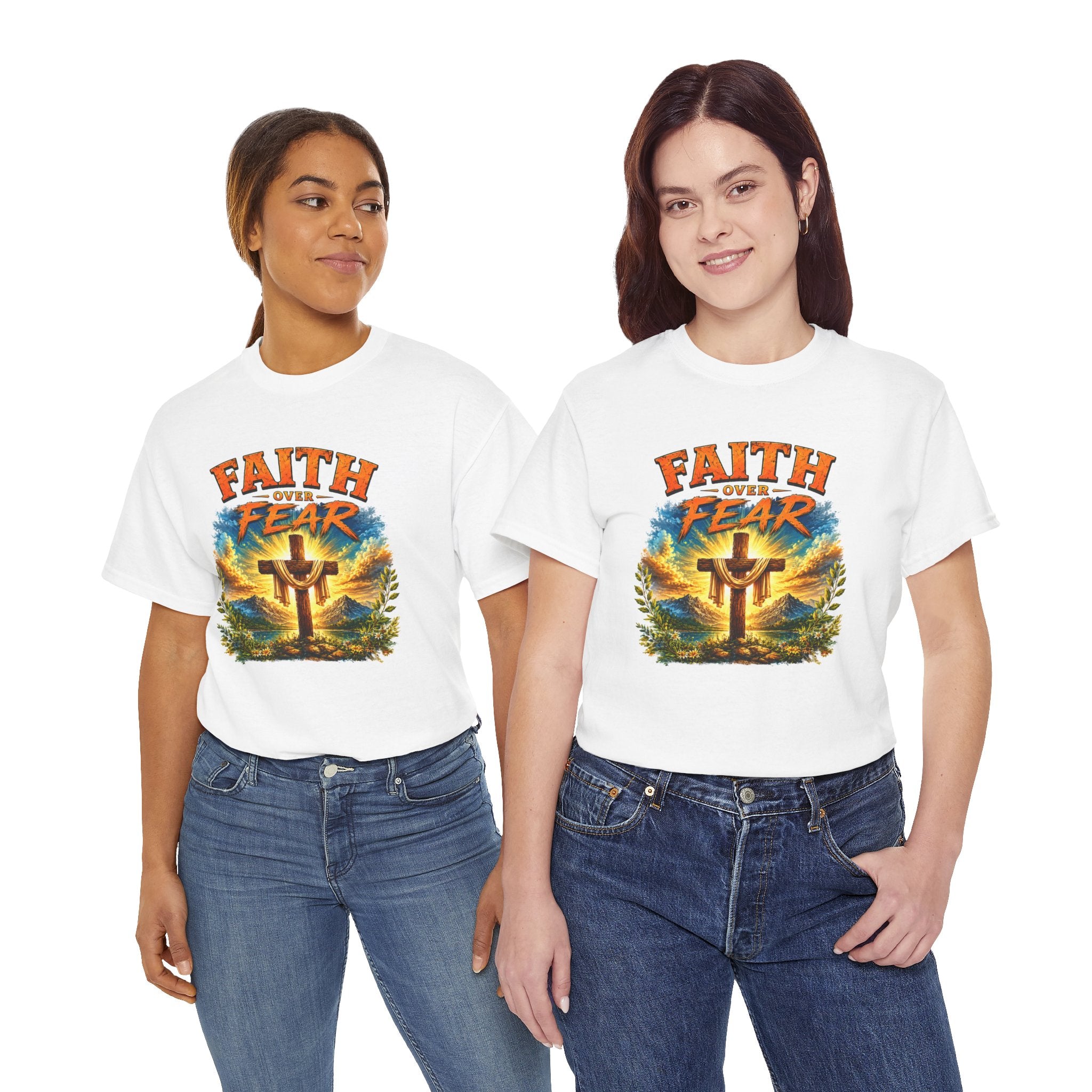 Faith Over Fear Christian T-Shirt | Cross Graphic Tee | Religious Unisex Shirt | Christian Gift