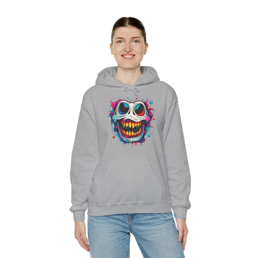 Unisex Skull Smile Hoodie - Colorful Drippy Graffiti Skull Pullover