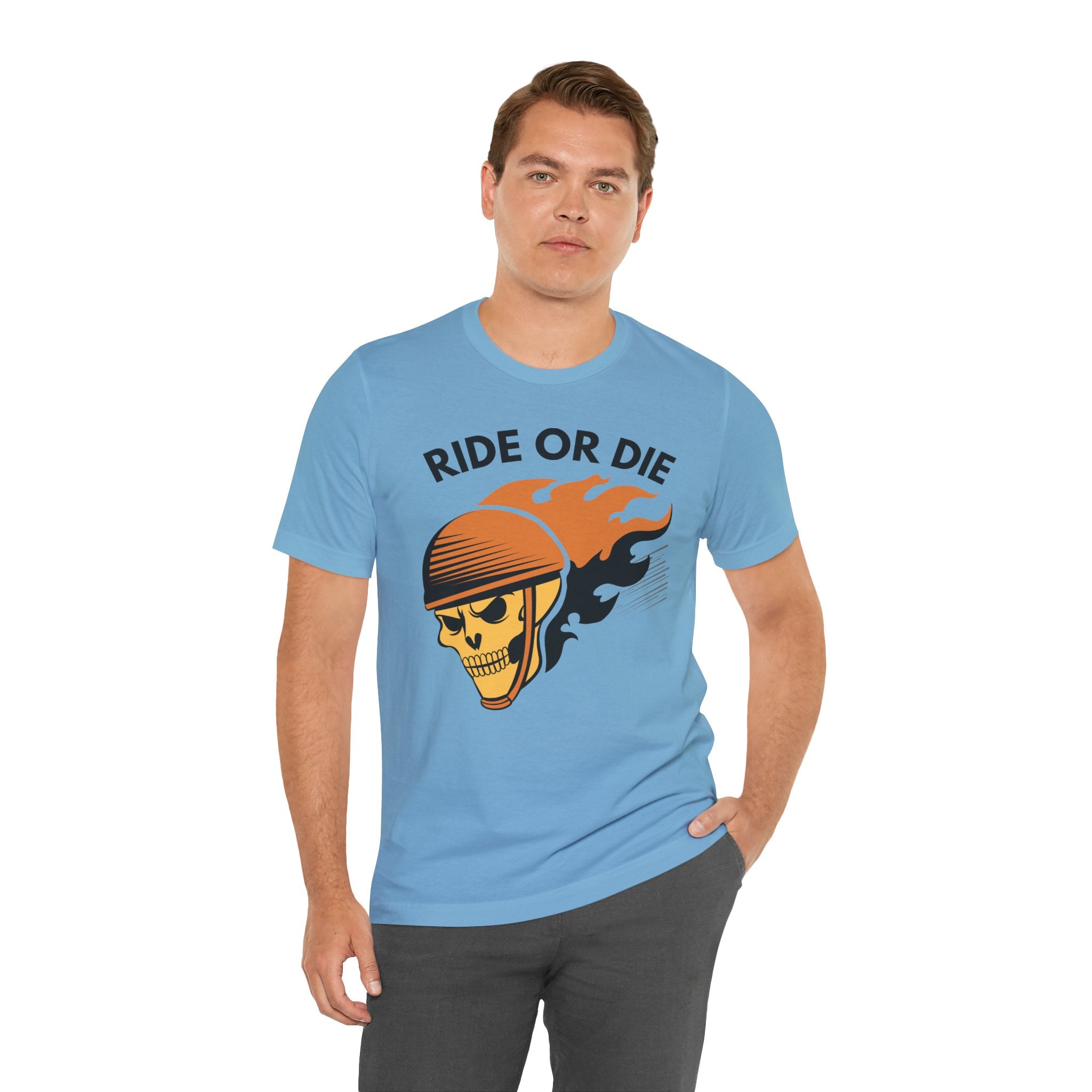 Ride or Die Skull Helmet T-Shirt | Biker Graphic Tee for Men | Vintage Motorcycle Shirt
