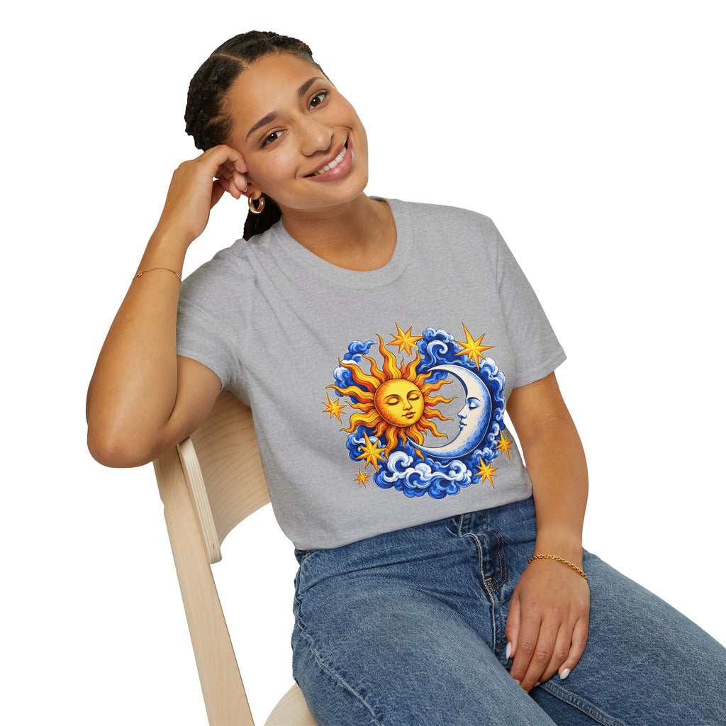 Sun and Moon Graphic T-Shirt — Celestial Boho Solar Lunar Tee