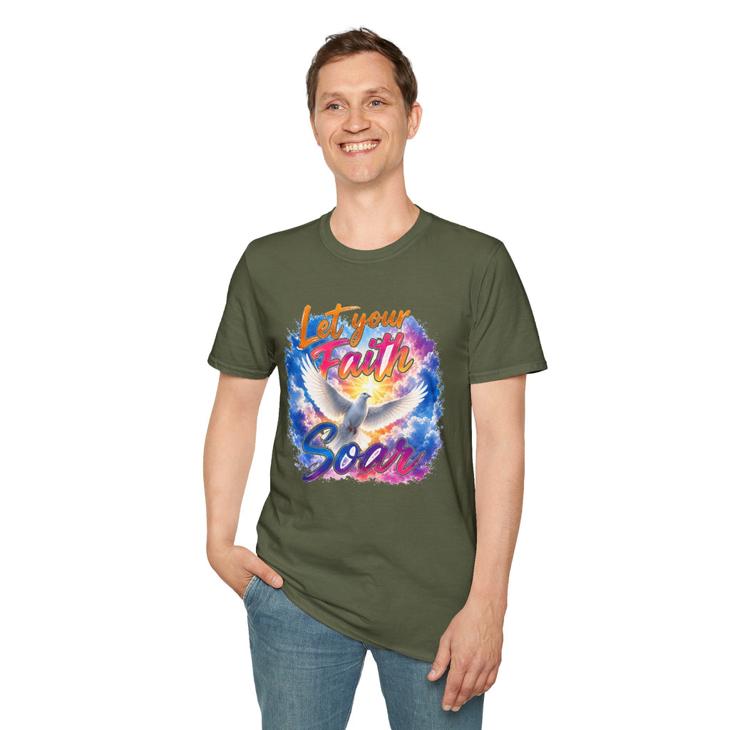 Let Your Faith Soar Christian Dove T-Shirt | Inspirational Faith Tee | Holy Spirit Dove Shirt | Religious Gift for Women & Men