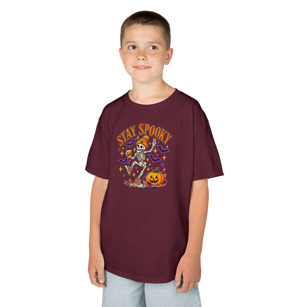 Kids Halloween Shirt, Stay Spooky Skeleton Tee, Pumpkin Graphic T-Shirt, Spooky Season Kids Tee