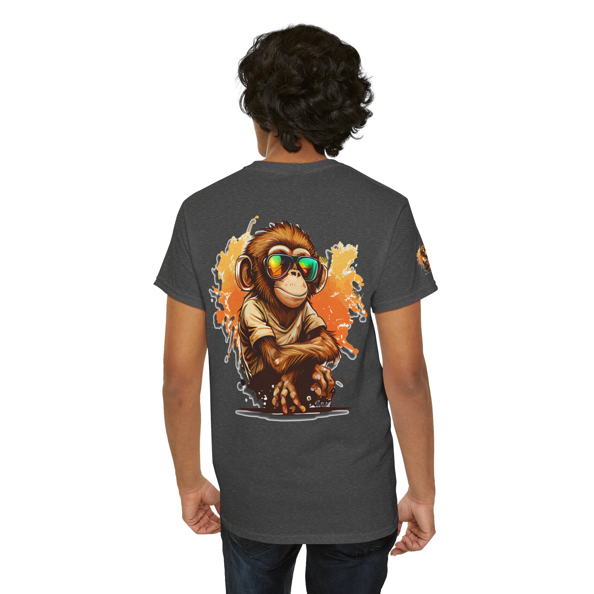 Cool Monkey T-Shirt Front Back Print | Funny Chimp Sunglasses Tee | Streetwear Graphic Shirt | Unisex Trendy Gift