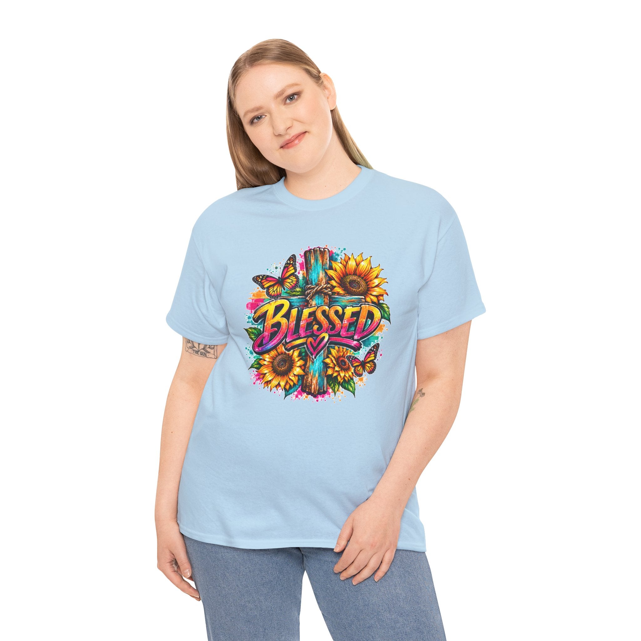 Blessed Christian T-Shirt, Faith Hope Love Tee, Jesus Cross Shirt, Religious Graphic Tee, Christian Gift, Unisex Shirt