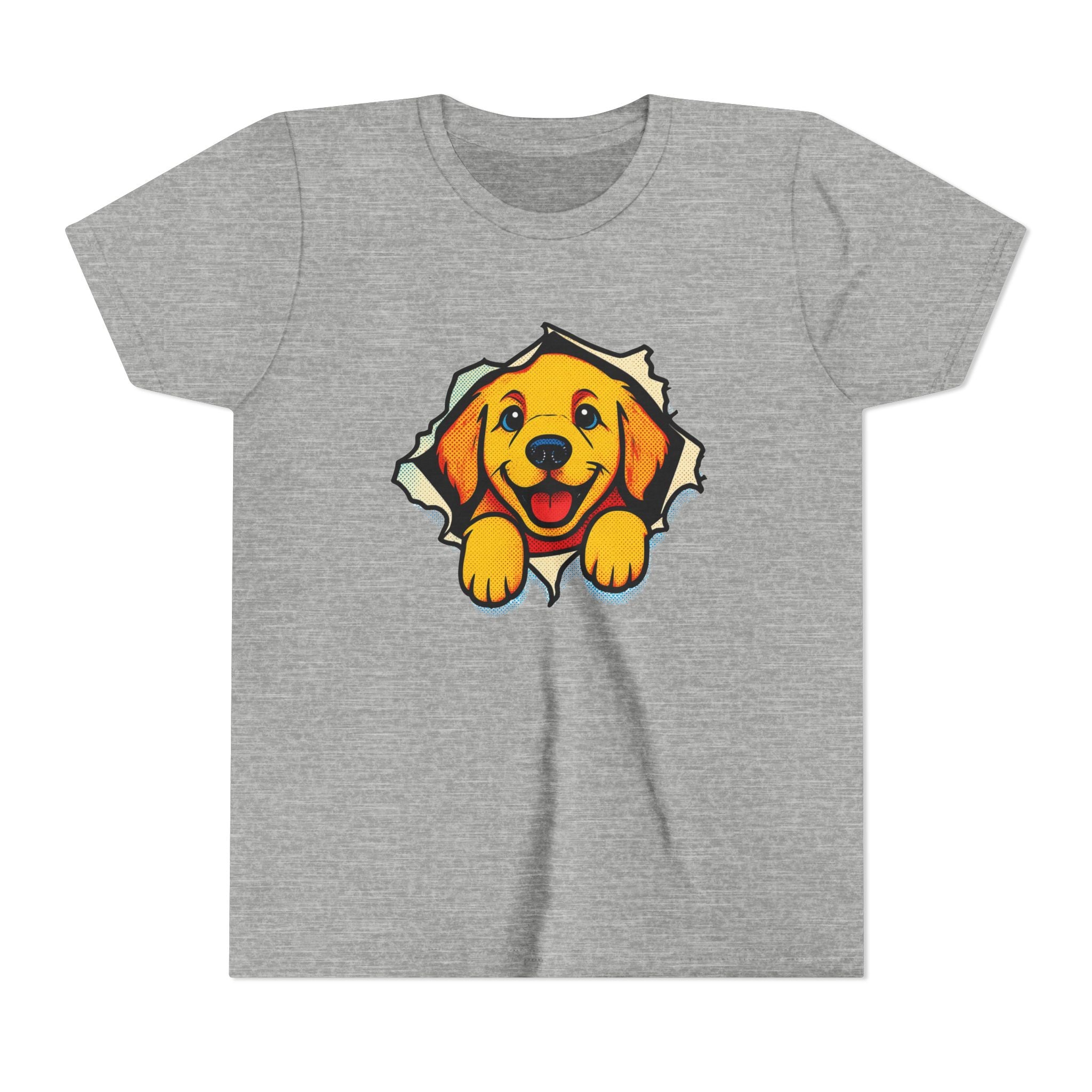 Kids T‑Shirt - Cute Golden Retriever Peeking Puppy Tee for Boys & Girls