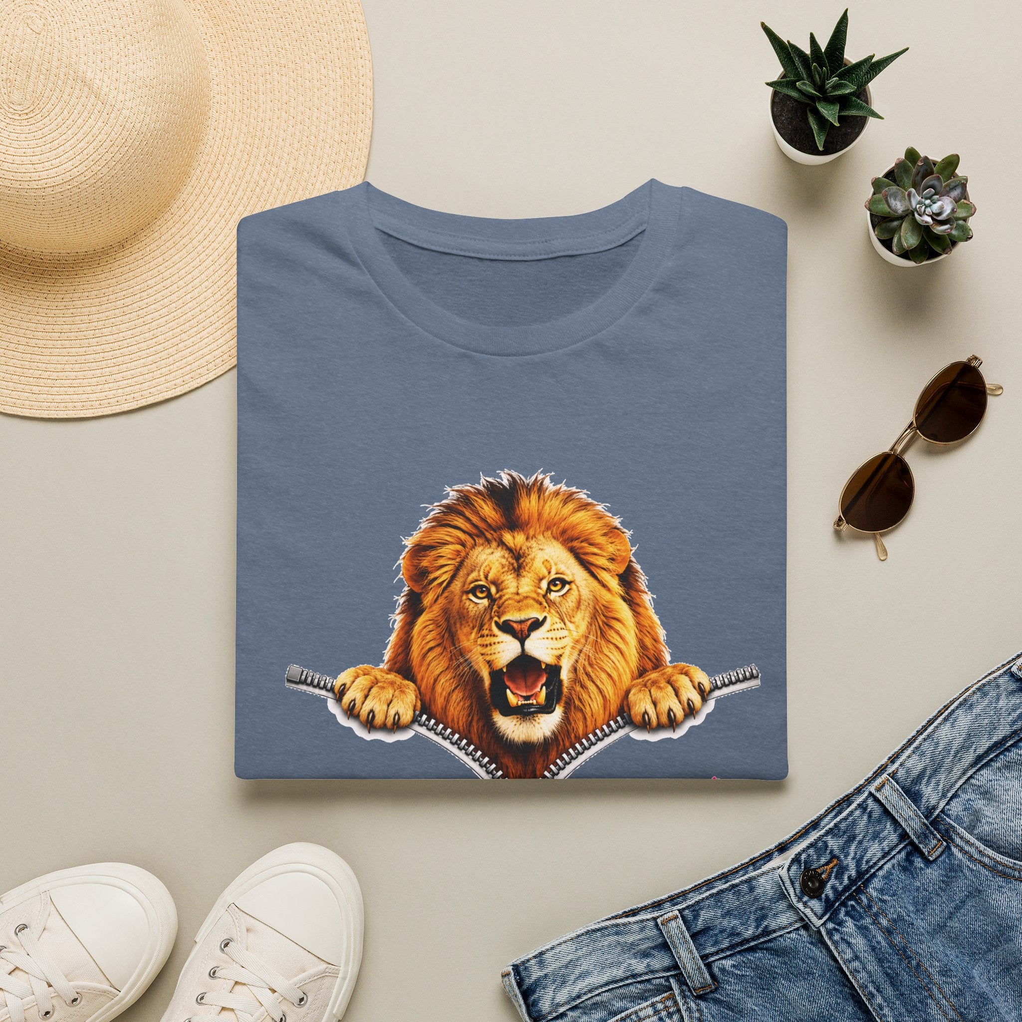 Lion Graphic Tee, Hey There Lion Shirt, Cute Roaring Lion T-Shirt, Funny Animal Graphic Tee, Unisex Casual Shirt