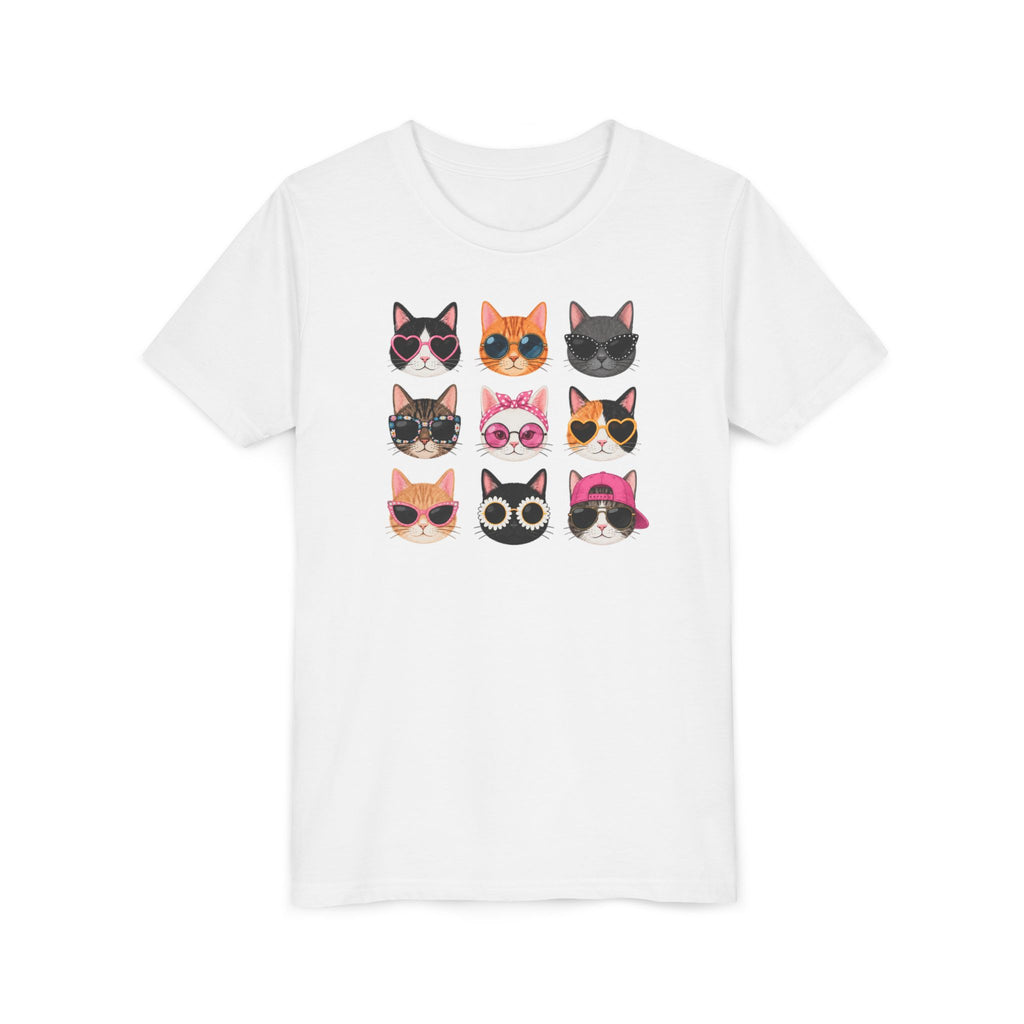 Kids Cat T-Shirt, Cute Cat Faces Shirt, Funny Kitty Tee for Girls & Boys, Cat Lover Gift for Kids, Colorful Cat Graphic Tee