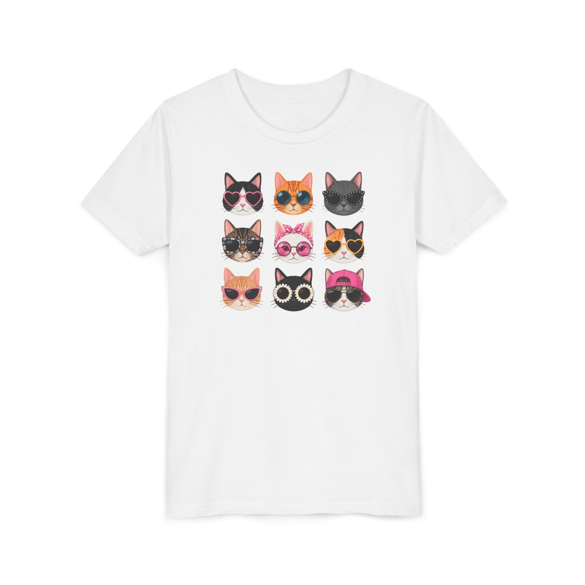 Kids Cat T-Shirt, Cute Cat Faces Shirt, Funny Kitty Tee for Girls & Boys, Cat Lover Gift for Kids, Colorful Cat Graphic Tee