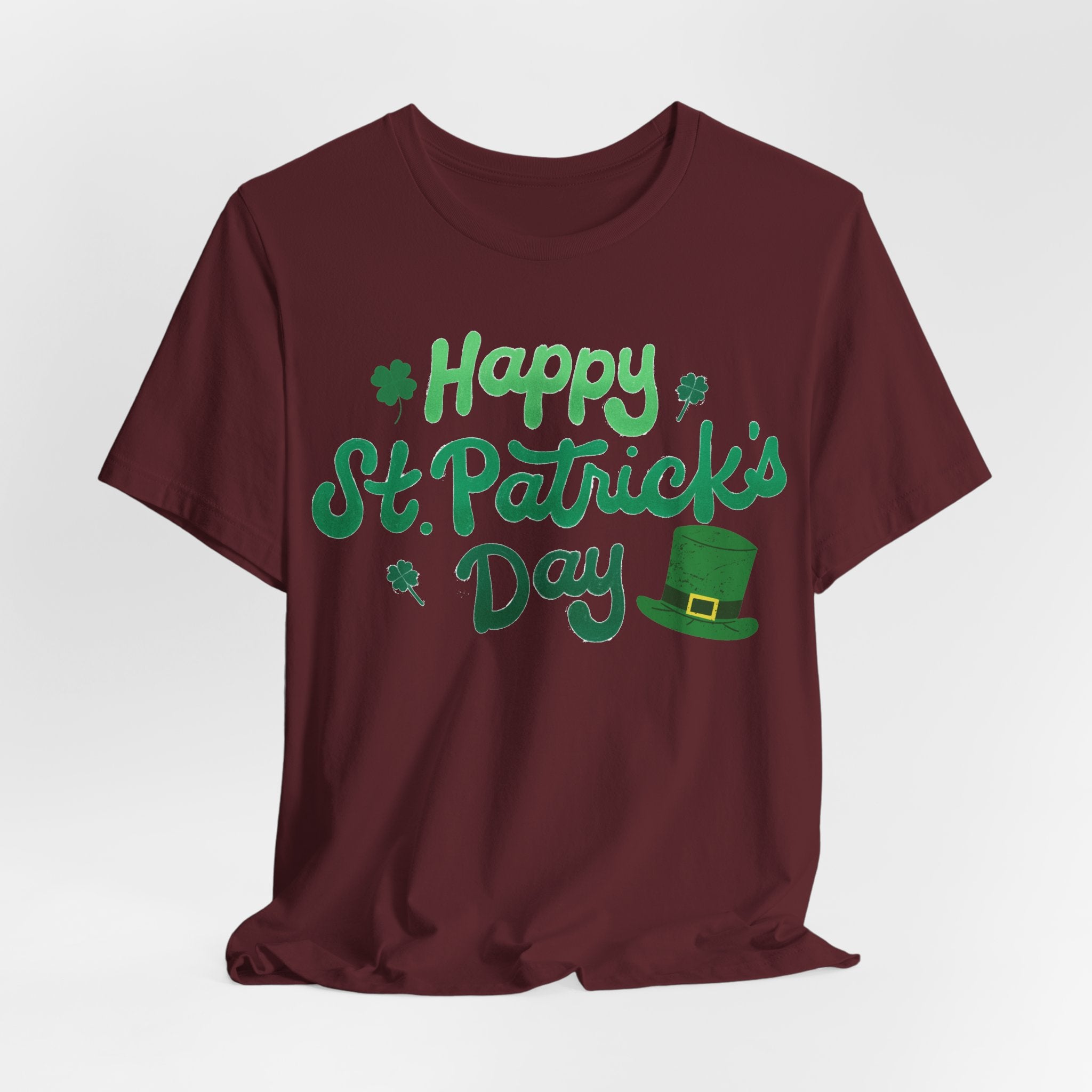 Happy St. Patrick's Day T-Shirt – Green Shamrock & Leprechaun Hat Tee