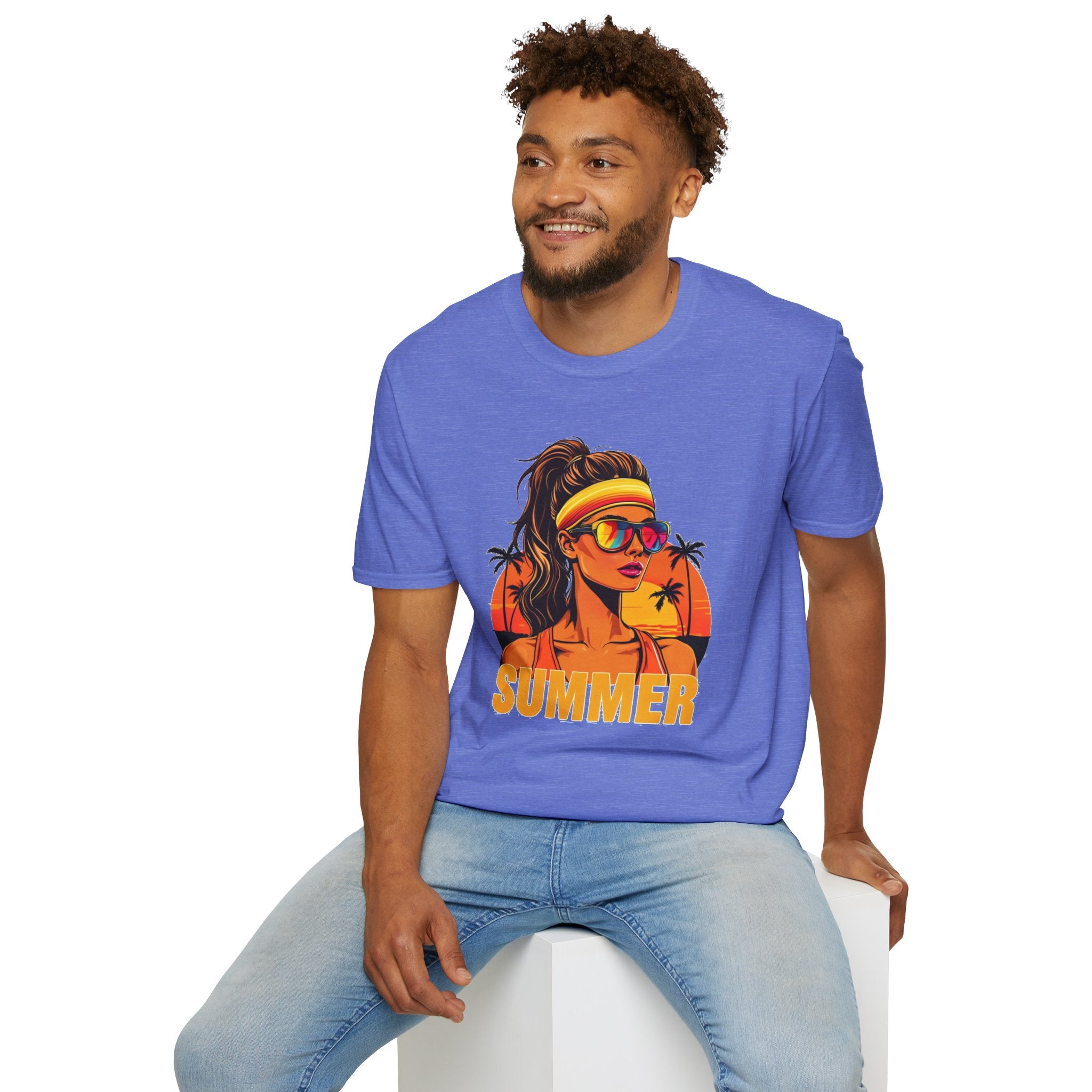 Summer Retro Graphic T-Shirt — 'SUMMER' Beach Babe Palm Tree Tee