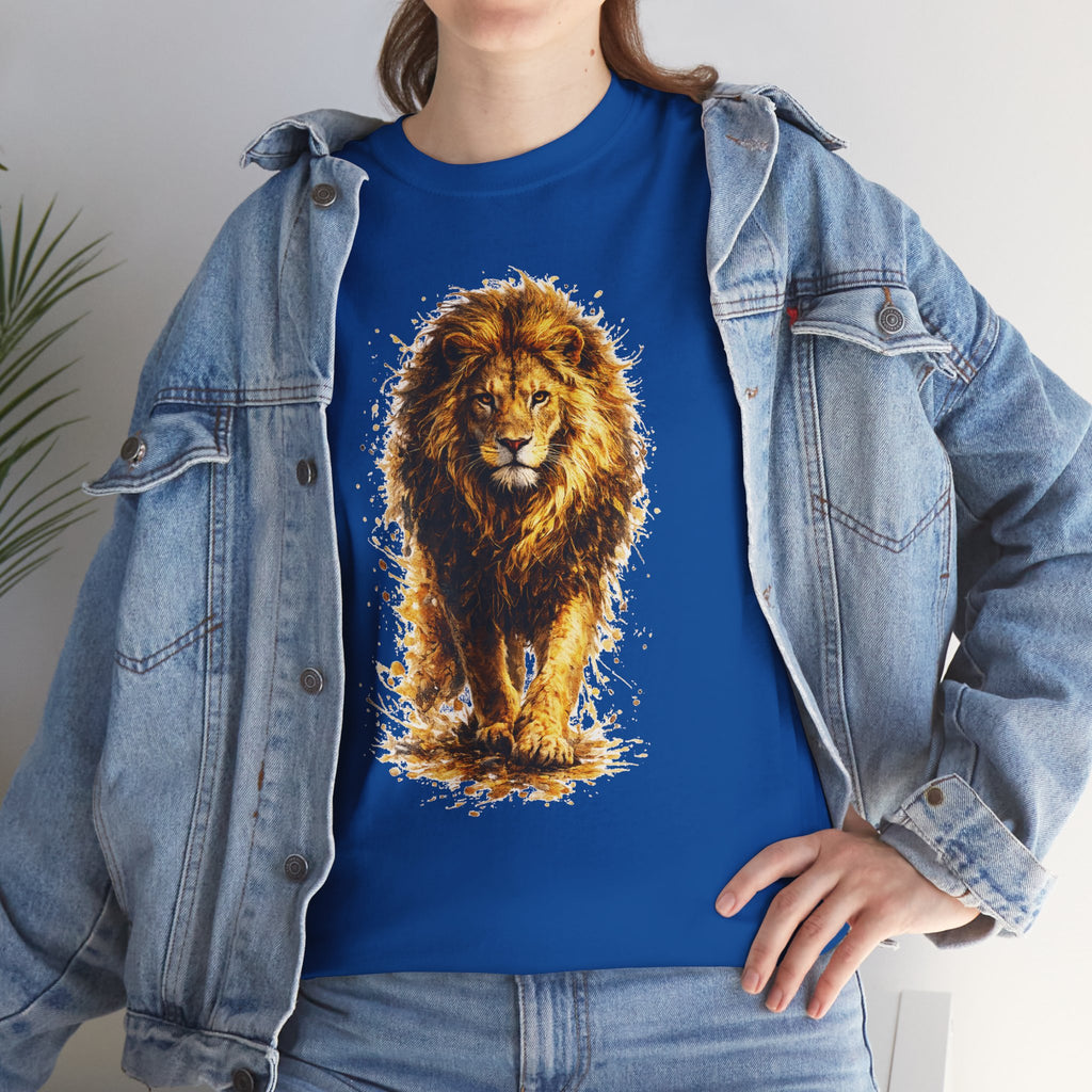 Lion Graphic T-Shirt, Majestic Walking Lion Tee, Watercolor Wildlife Shirt, Unisex Animal Graphic Tee, Lion Lover Gift, Nature Art Shirt