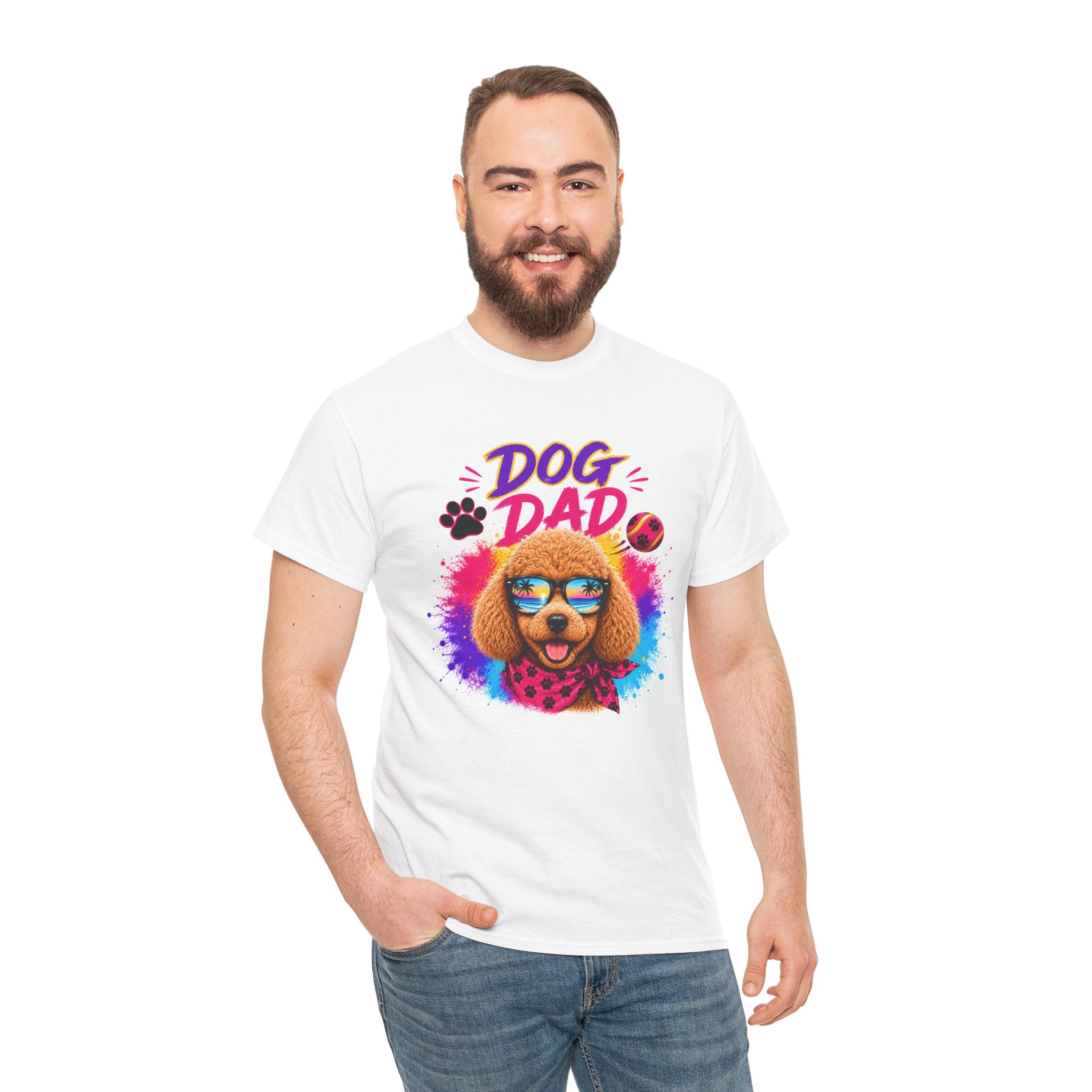Dog Dad Poodle T-Shirt | Funny Dog Dad Gift | Colorful Retro Poodle Shirt | Dog Lover Gift | Unisex Graphic Tee