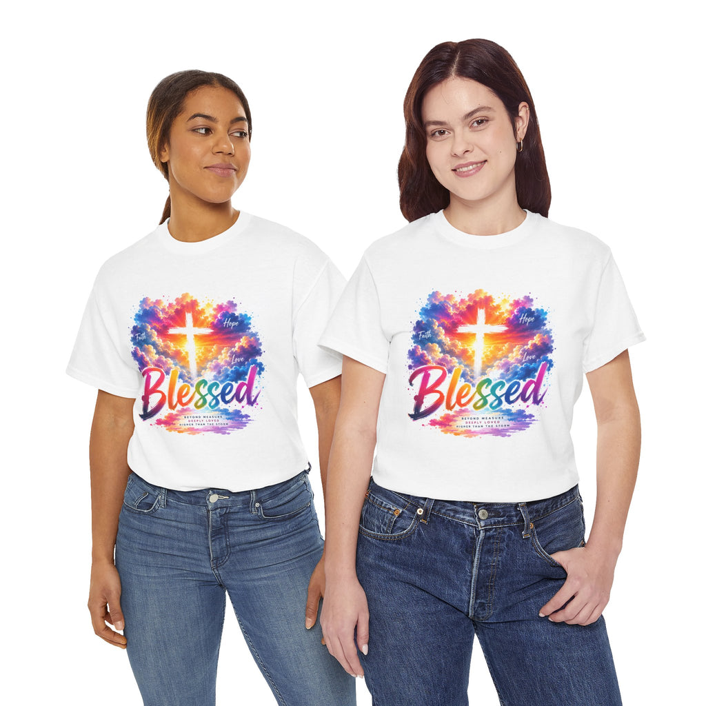 Blessed Christian T-Shirt, Colorful Cross Shirt, Faith Graphic Tee, Jesus Lover Gift, Religious Unisex Shirt