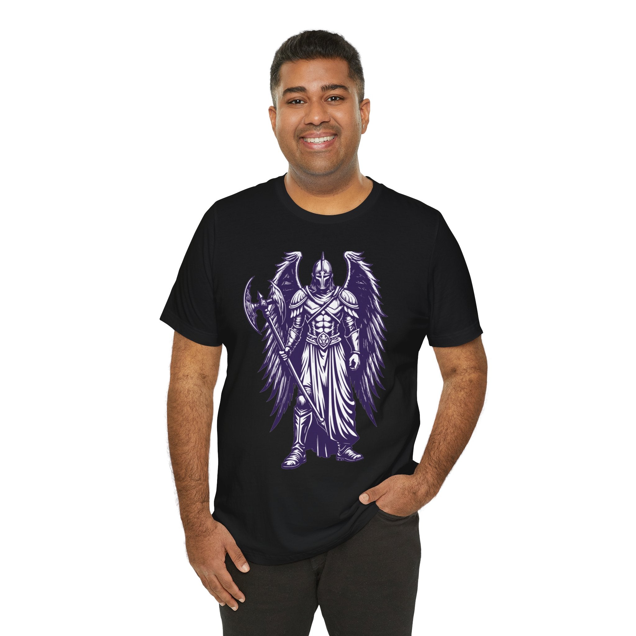 Fallen Angel Warrior T-Shirt | Gothic Fantasy Winged Knight Tee