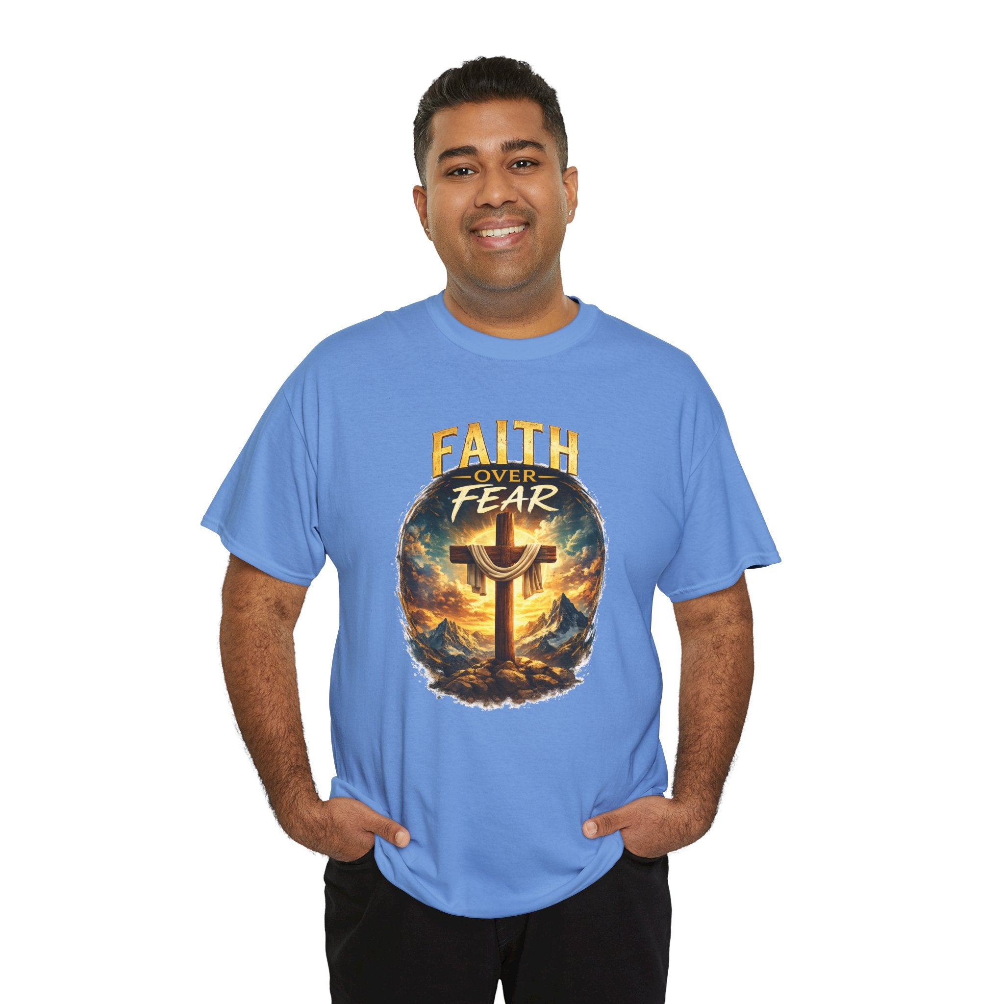 Faith Over Fear Christian T-Shirt | Cross Graphic Tee | Jesus Faith Shirt | Religious Unisex Shirt | Christian Gift for Men & Women