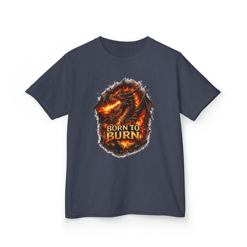 Kids Dragon Shirt, Fiery Dragon Tee for Boys, Fantasy Graphic T-Shirt, Gamer Kids Shirt, Cute Dragon Shirt, Born To Burn Tee