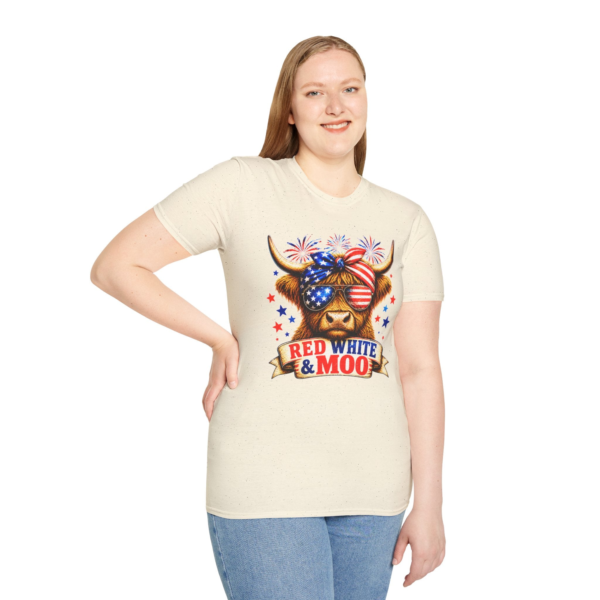 Patriotic Cow T-Shirt — "Red White & Moo" 4th of July Graphic Tee