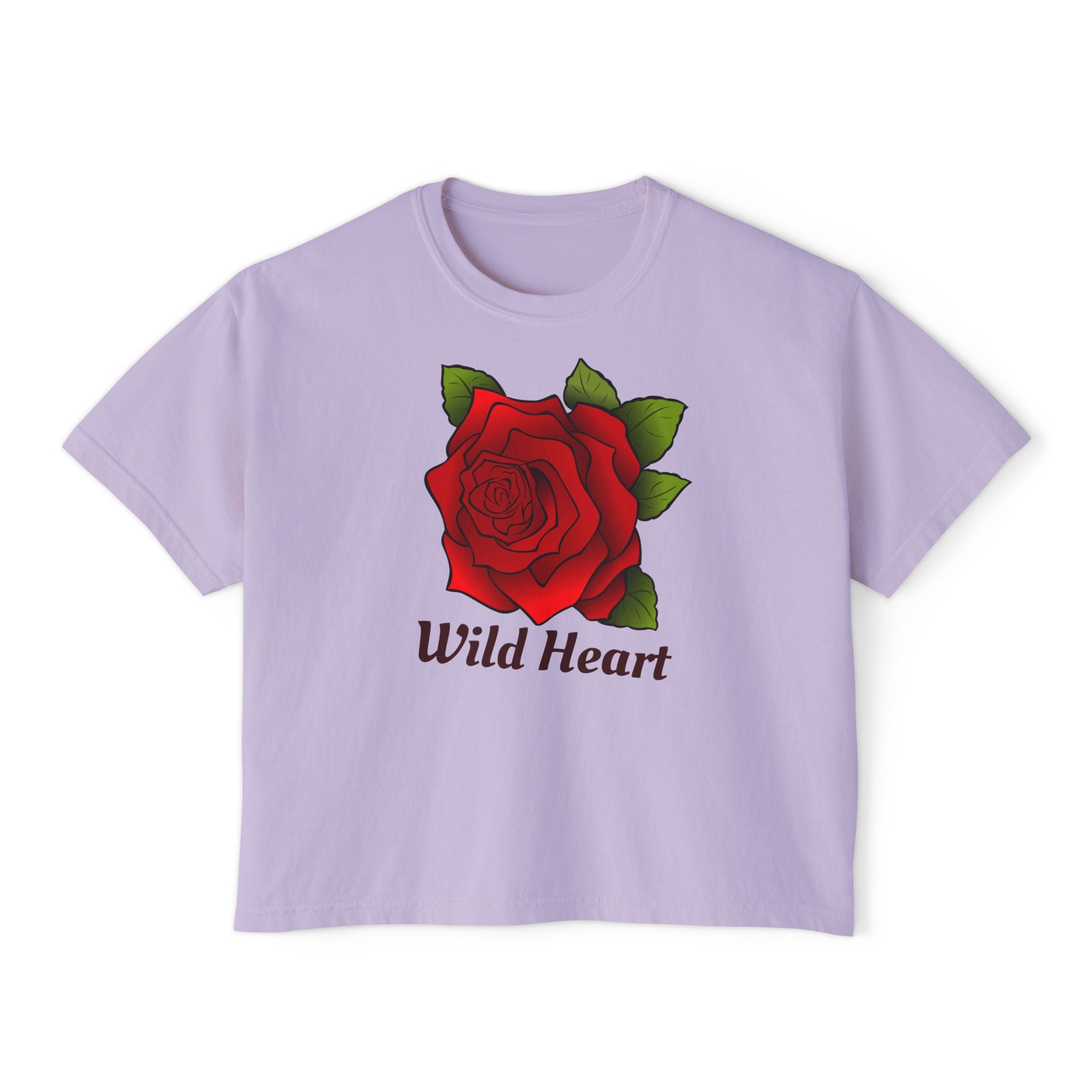 Wild Heart Rose T-Shirt for Women Vintage Floral Boxy Tee