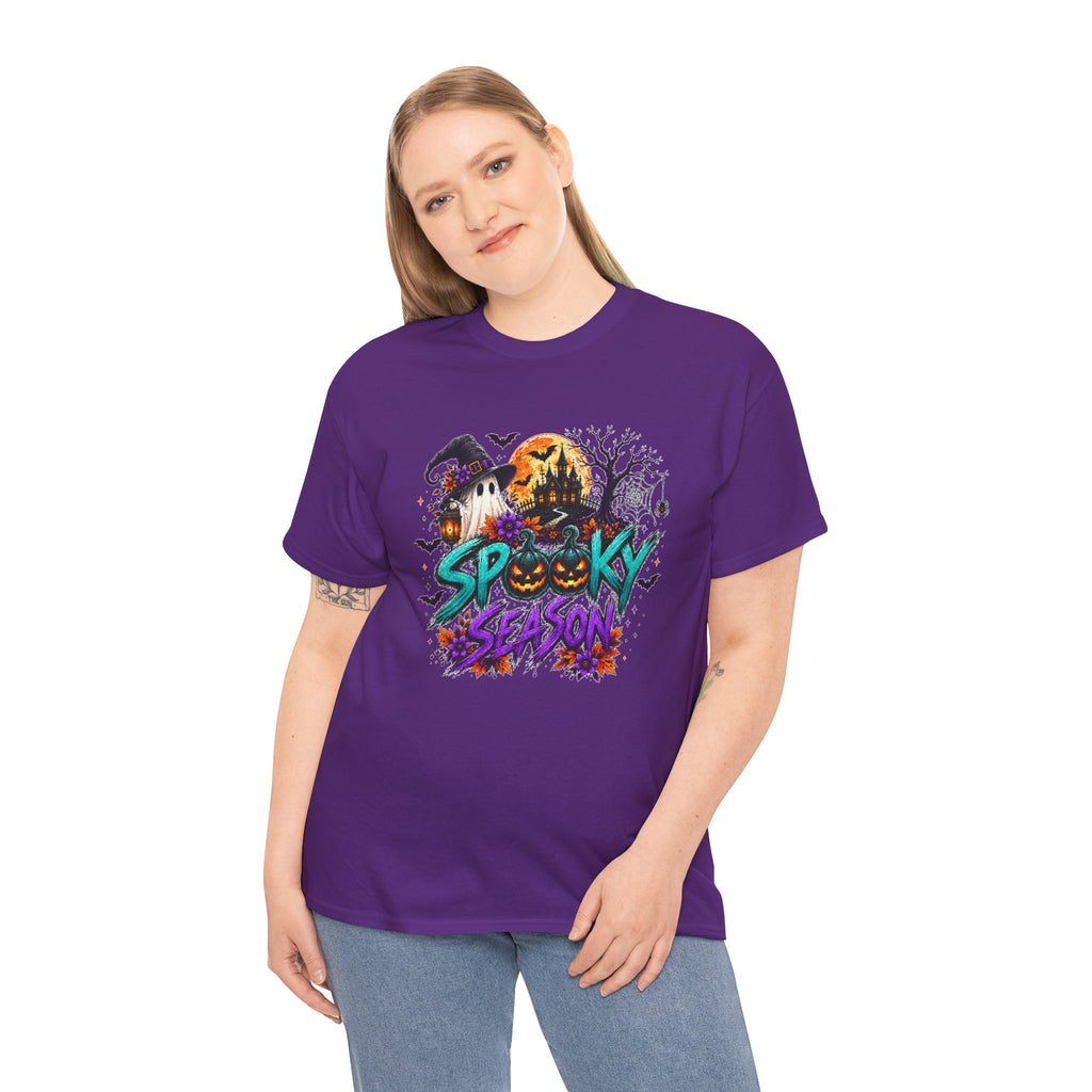 Spooky Season Halloween T-Shirt, Haunted House Pumpkin Tee, Halloween Graphic Shirt, Unisex Fall Tee