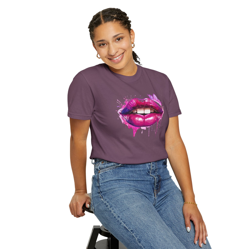 Lip Art T-Shirt — Pink Drip Painted Lips Graphic Tee