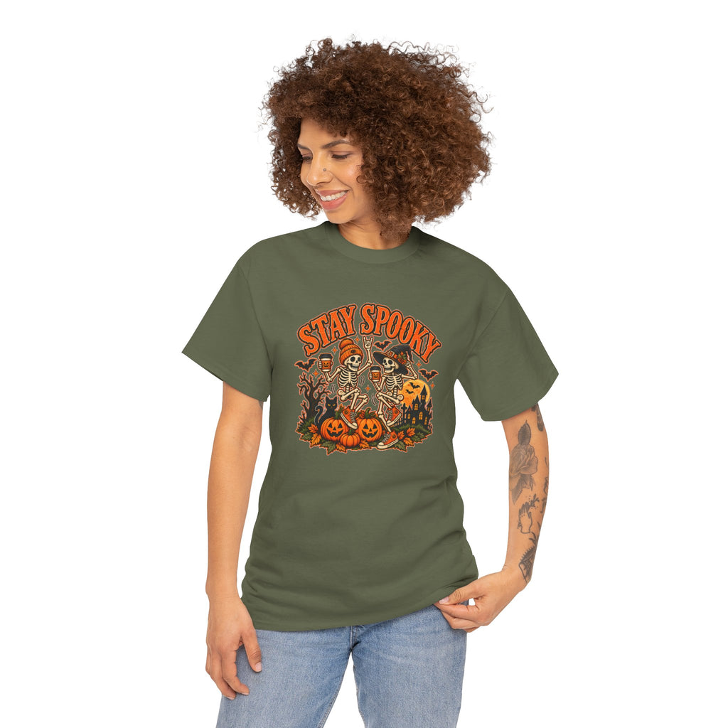 Stay Spooky Halloween Shirt | Dancing Skeleton Pumpkin Graphic Tee