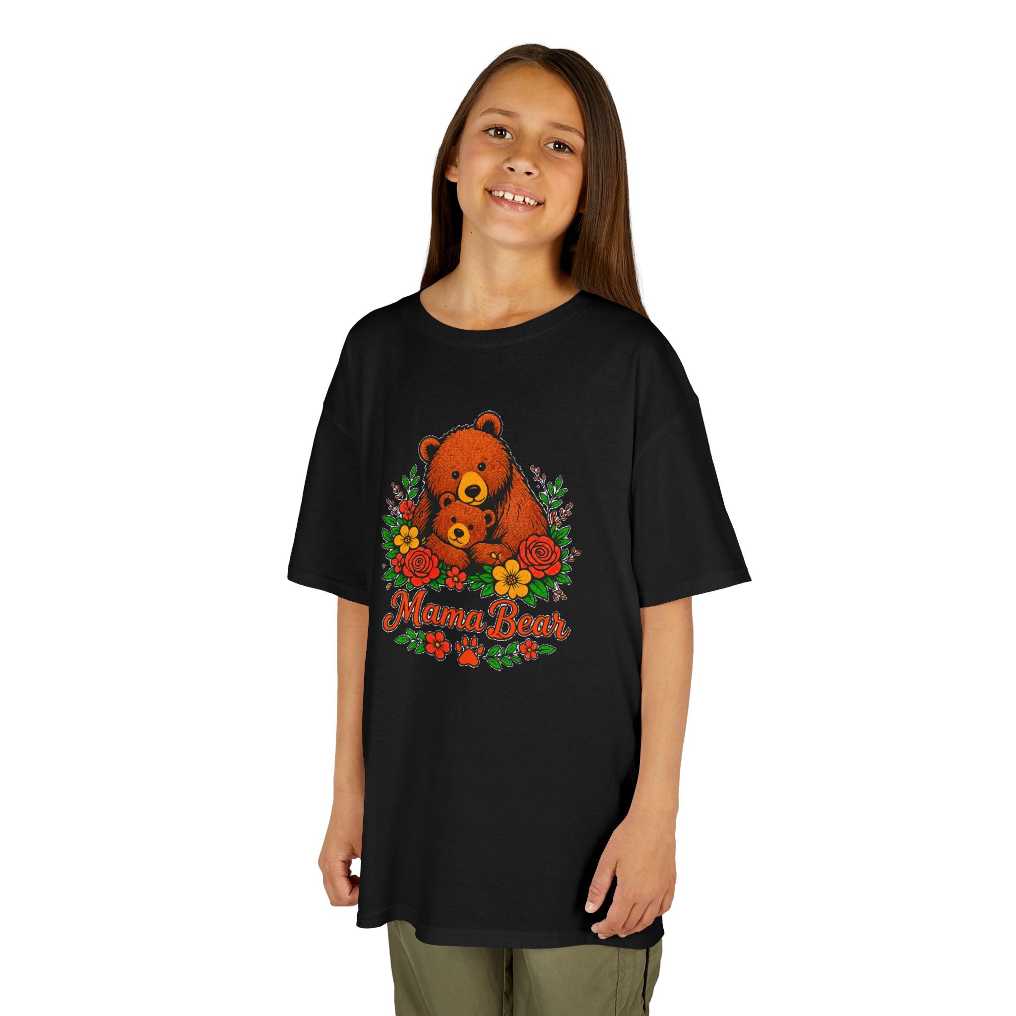 Kids T-Shirt — 'Mama Bear' Cute Floral Bear Graphic
