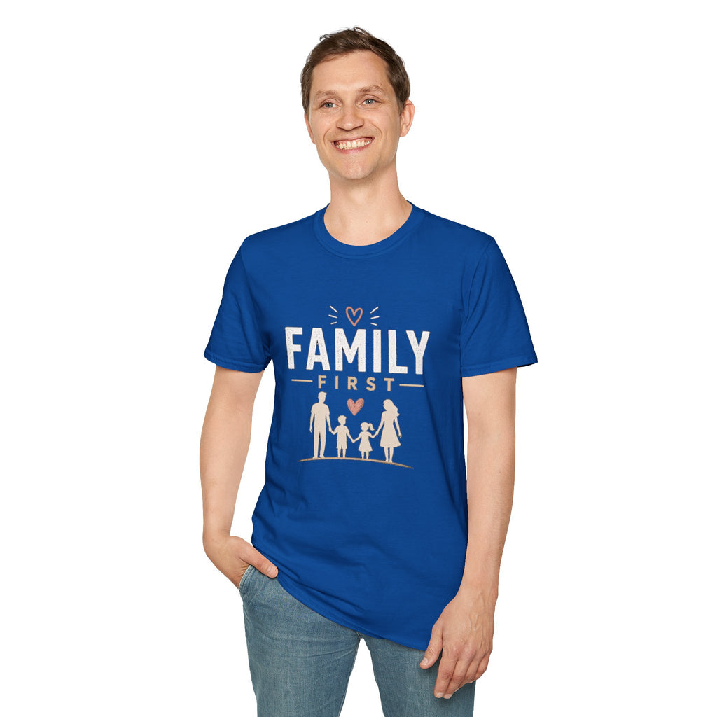 Family First T-Shirt | Matching Family Shirt | Cute Family Graphic Tee | Gift for Mom Dad Kids | Minimalist Family Shirt