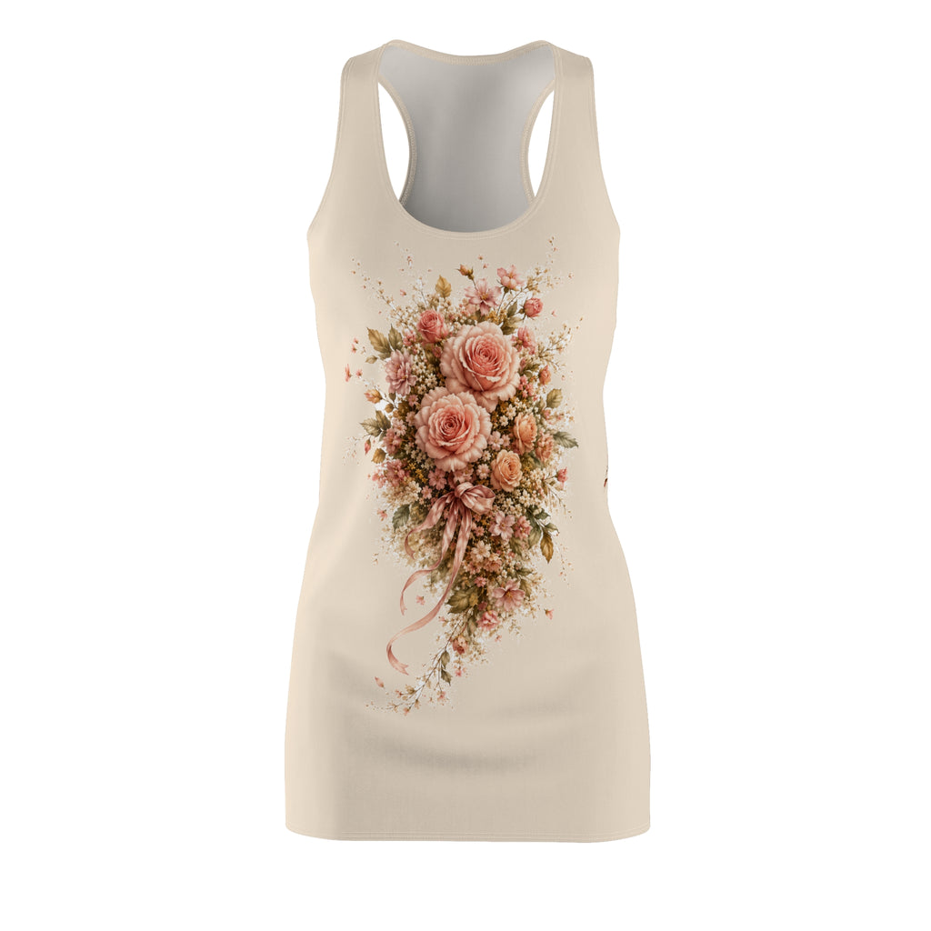 Racerback Dress - Vintage Pink Rose Bouquet Floral Print