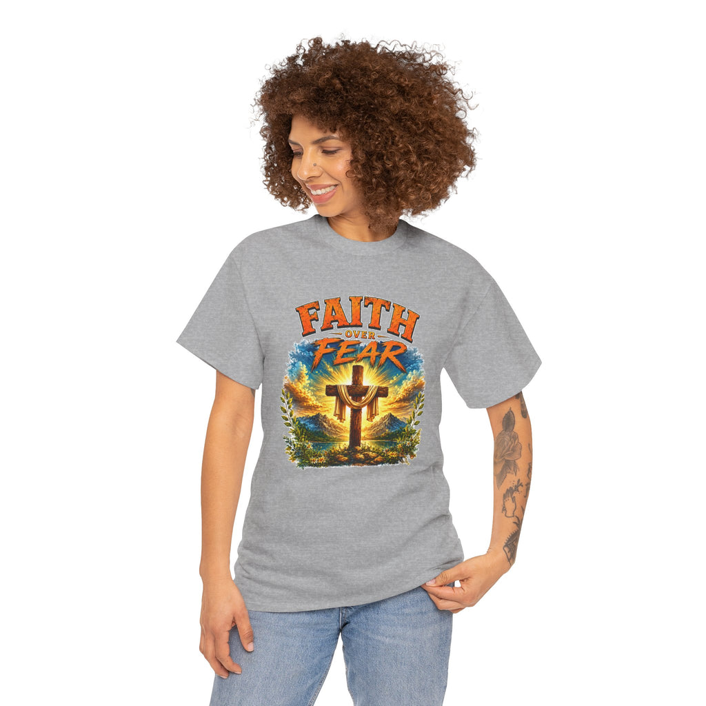 Faith Over Fear Christian T-Shirt | Cross Graphic Tee | Religious Unisex Shirt | Christian Gift