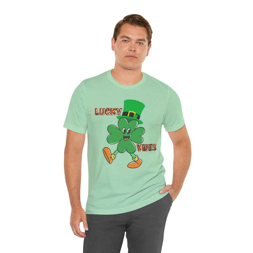 Lucky Vibes Saint Patrick's Day T-Shirt — Walking Shamrock Graphic Tee