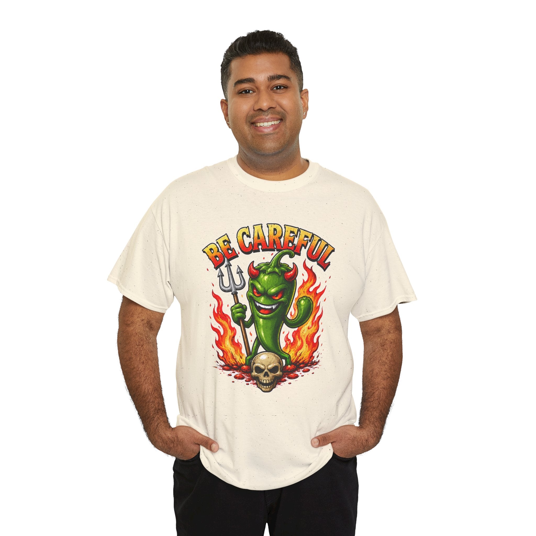 Be Careful Devil Pepper Shirt, Funny Spicy Pepper T-Shirt, Hot Chili Graphic Tee, Retro Tattoo Style Unisex Gift