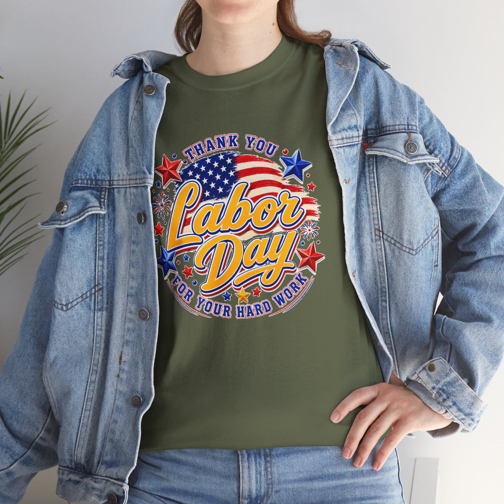 Labor Day T-Shirt — "Thank You Labor Day For Your Hard Work" Patriotic Holiday Tee