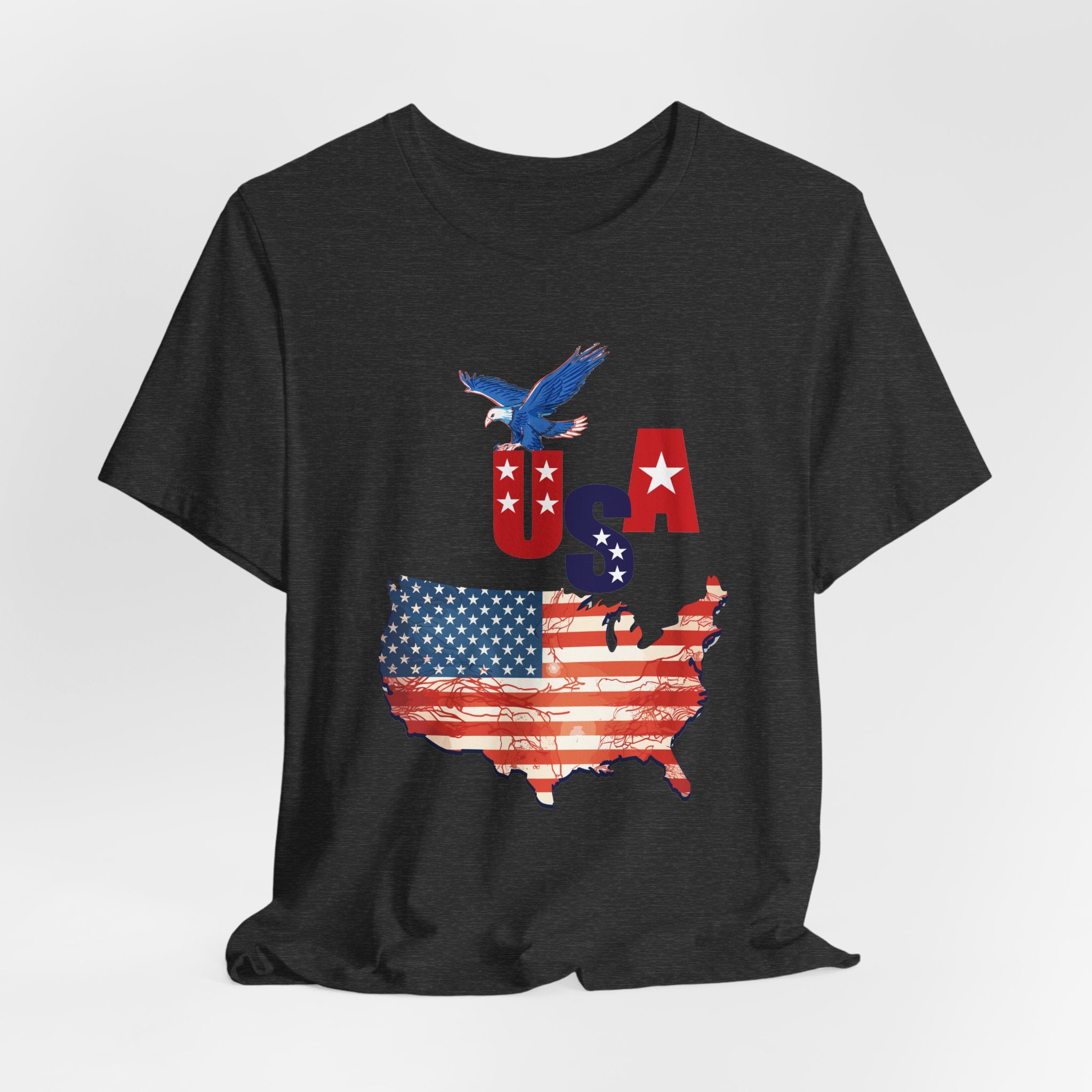 USA Flag Map T-Shirt, Patriotic Eagle Shirt, 4th of July Shirt, American Flag Tee, Independence Day Gift