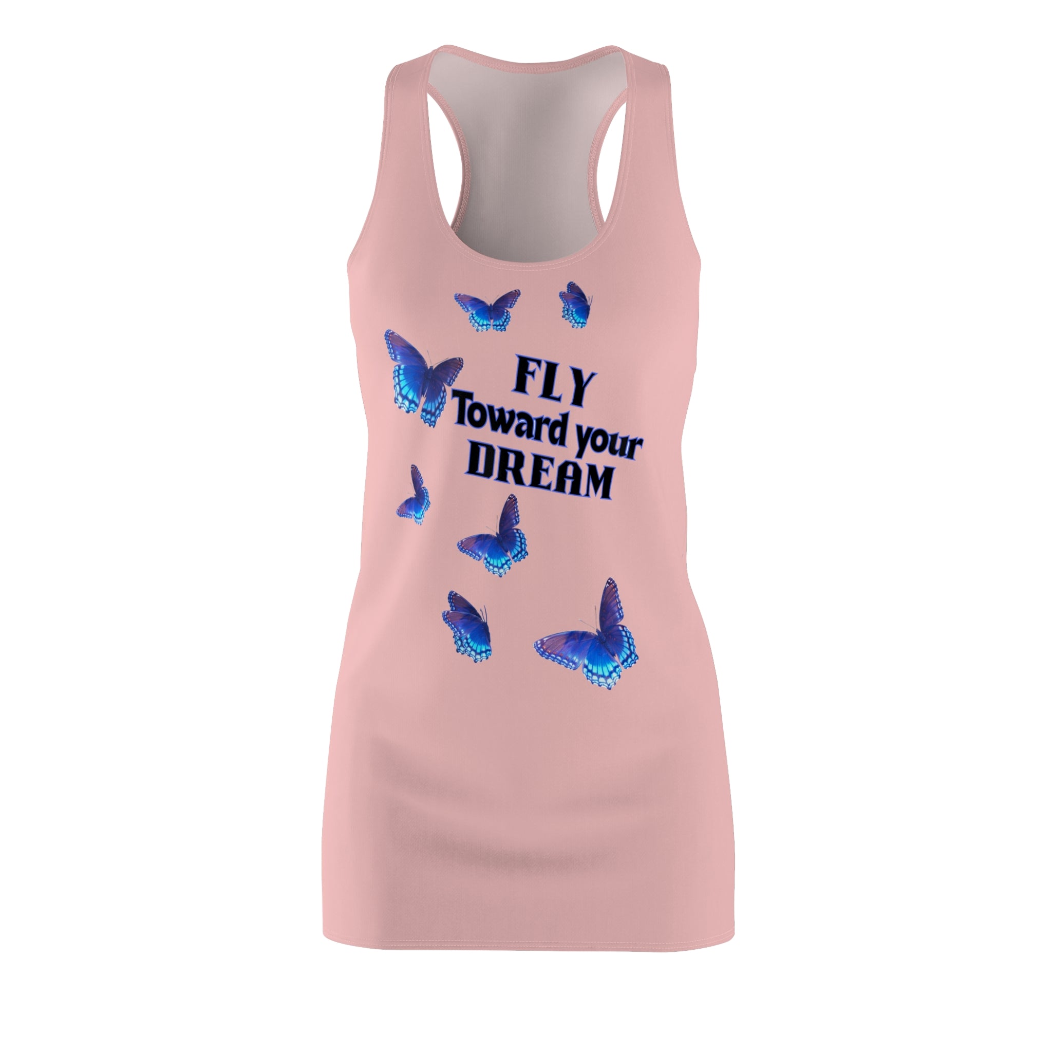 Fly Toward Your Dream Racerback Dress — Pink Butterfly Inspirational Dress
