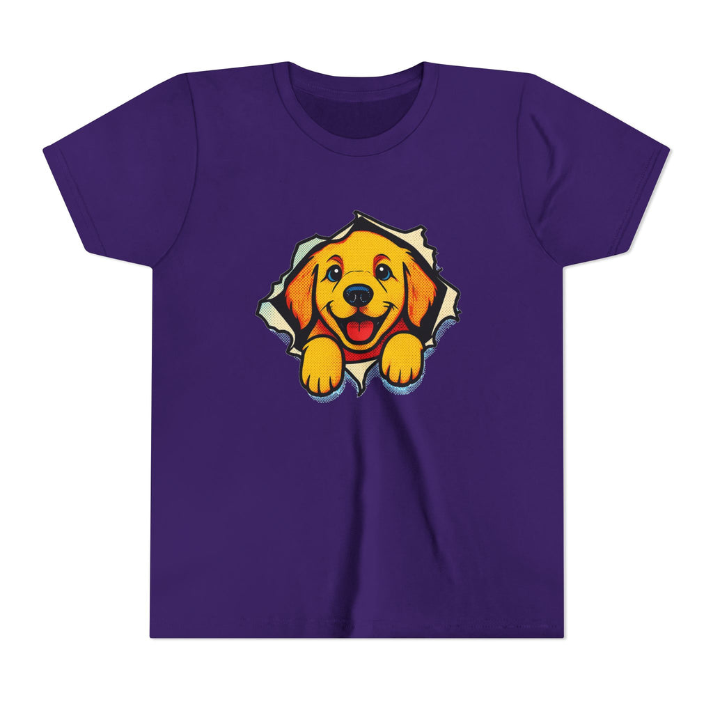 Kids T‑Shirt - Cute Golden Retriever Peeking Puppy Tee for Boys & Girls