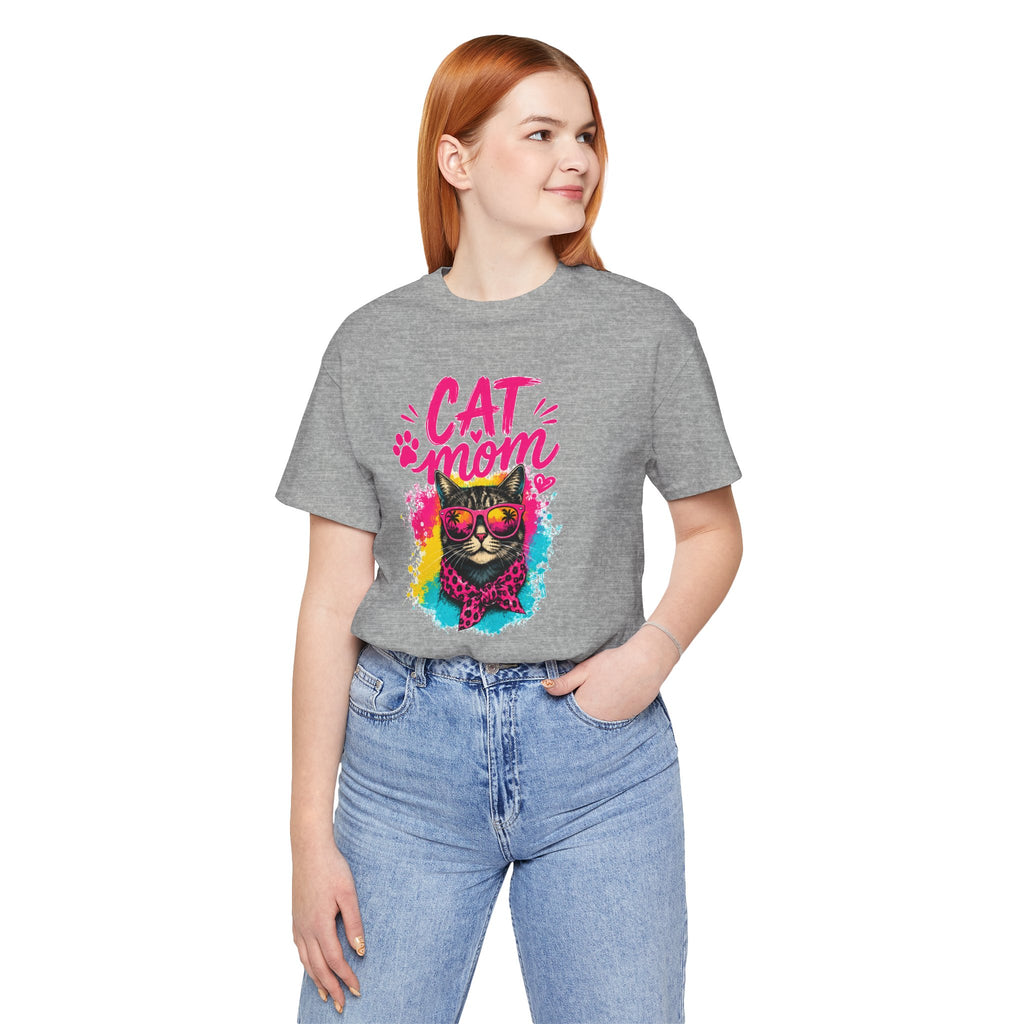 Cat Mom T-Shirt | Funny Cat Mom Gift | Colorful Retro Cat Lover Tee | Cute Cat Graphic Shirt | Unisex Cat Mom Tee