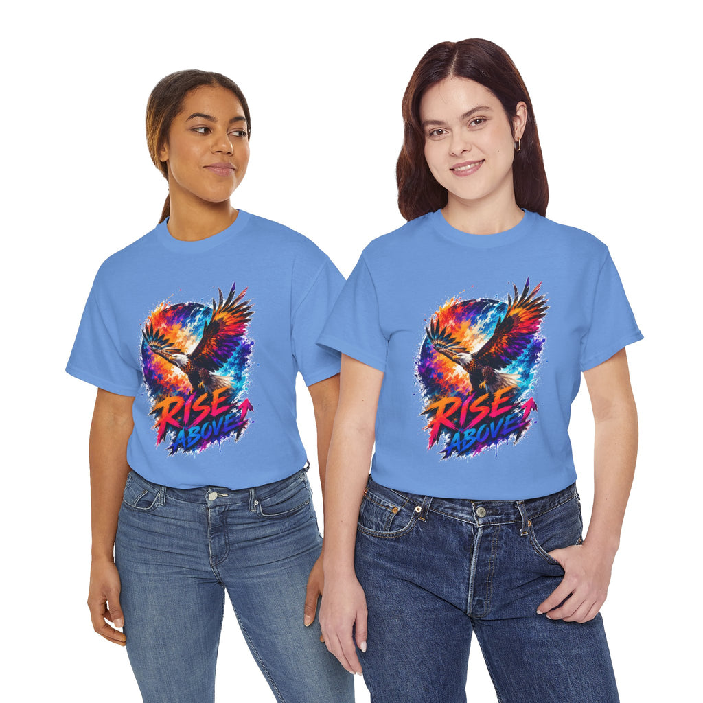 Rise Above Eagle Graphic T-Shirt | Motivational Unisex Tee | Colorful Freedom Bird Shirt
