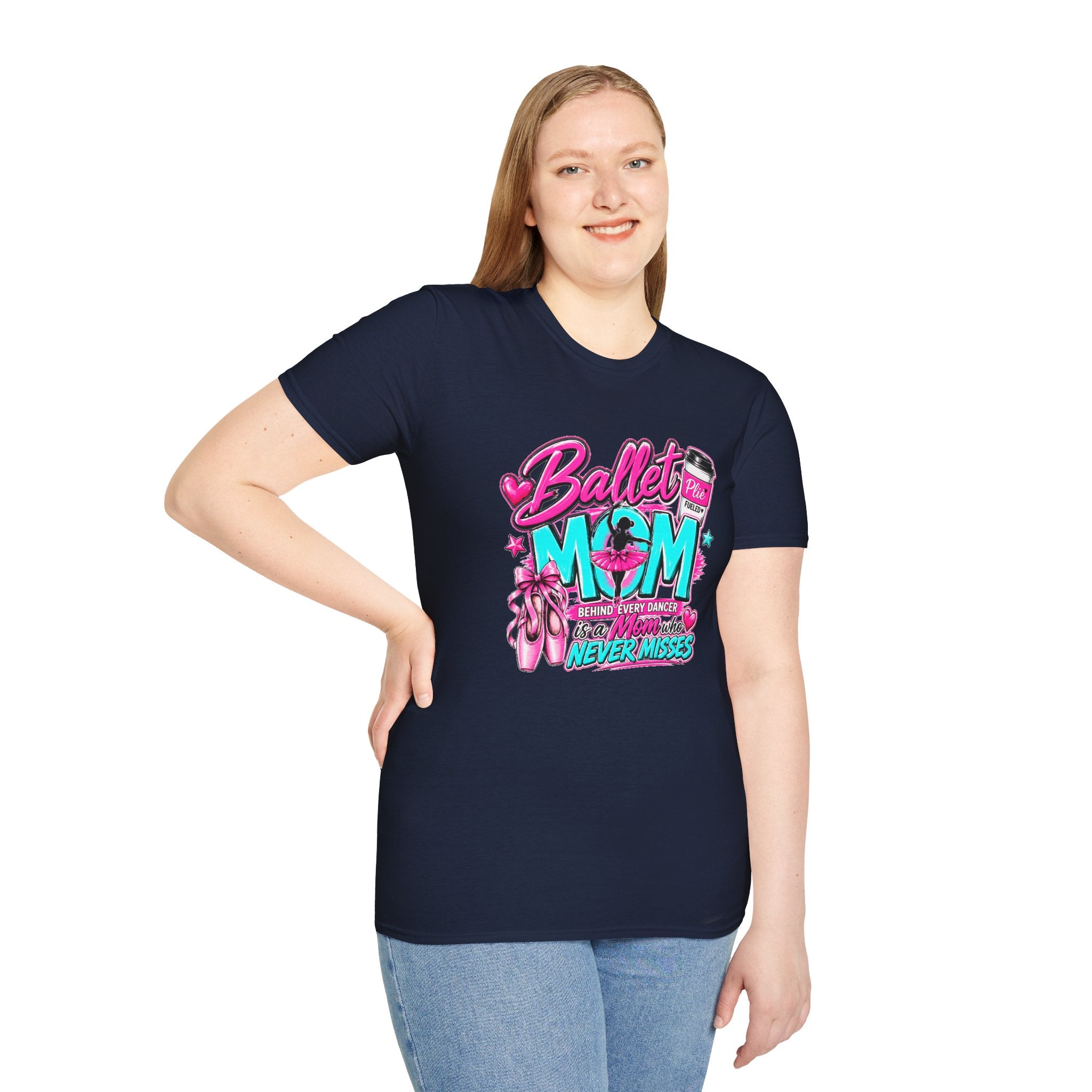 Ballet Mom T-Shirt — "Being Every Dancer's Mom" Pink Ballet Shoes & Coffee Design