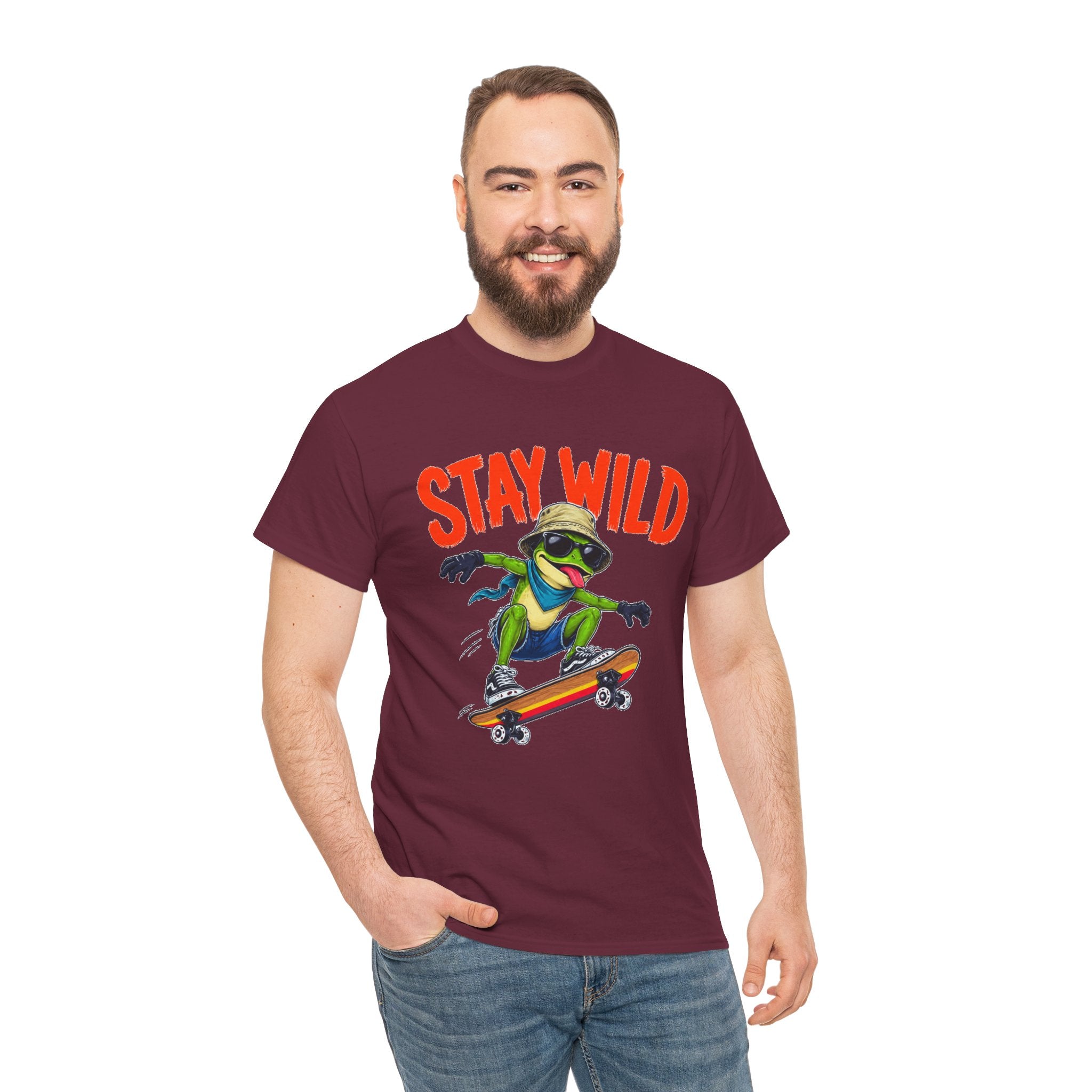 Stay Wild Frog Skateboard Shirt, Funny Frog T-Shirt, Skater Graphic Tee, Retro Frog Shirt, Cool Unisex Streetwear Tee