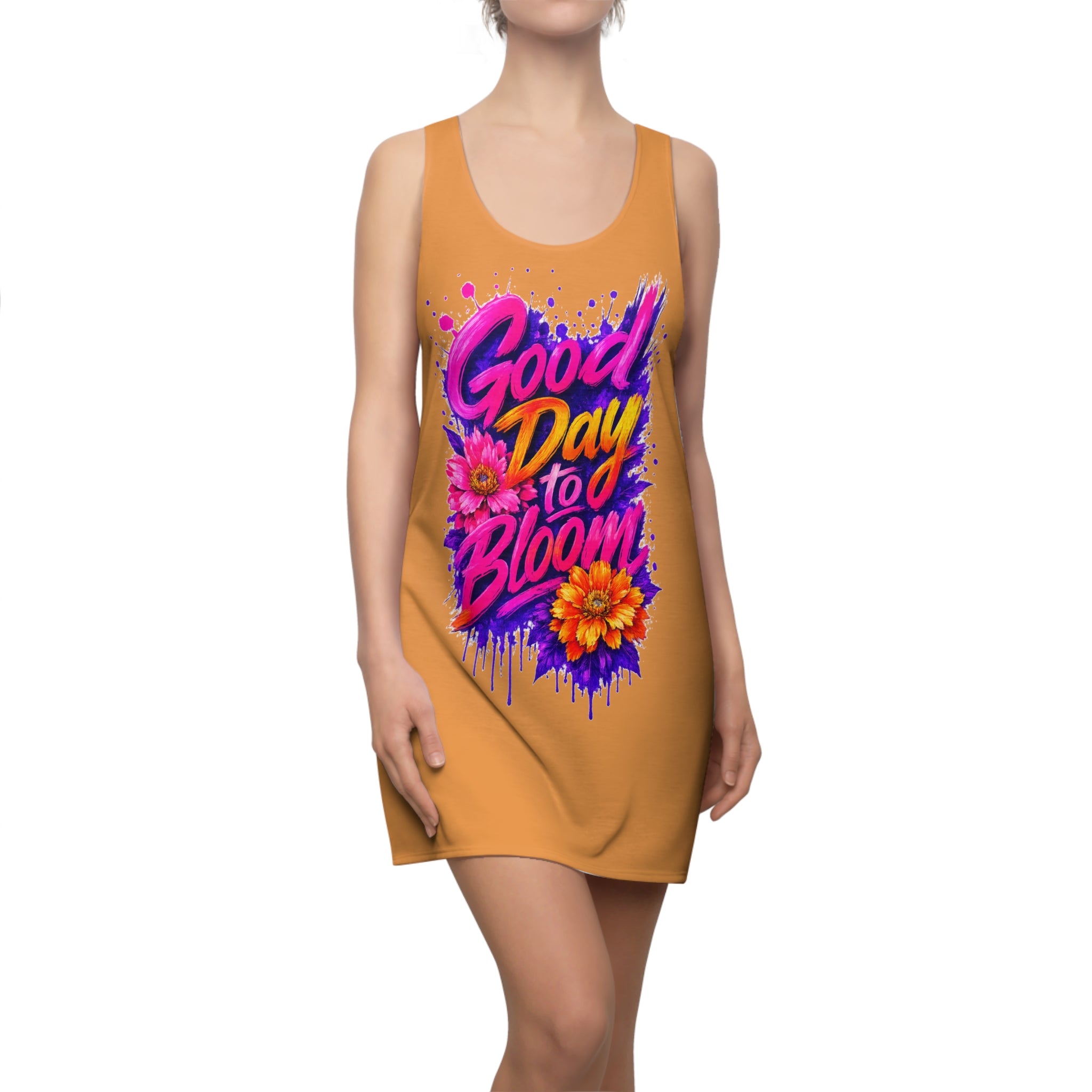 Good Day to Bloom Racerback Dress | Floral Summer Dress for Women | Colorful Graphic Dress | Casual Beach Vacation Dress