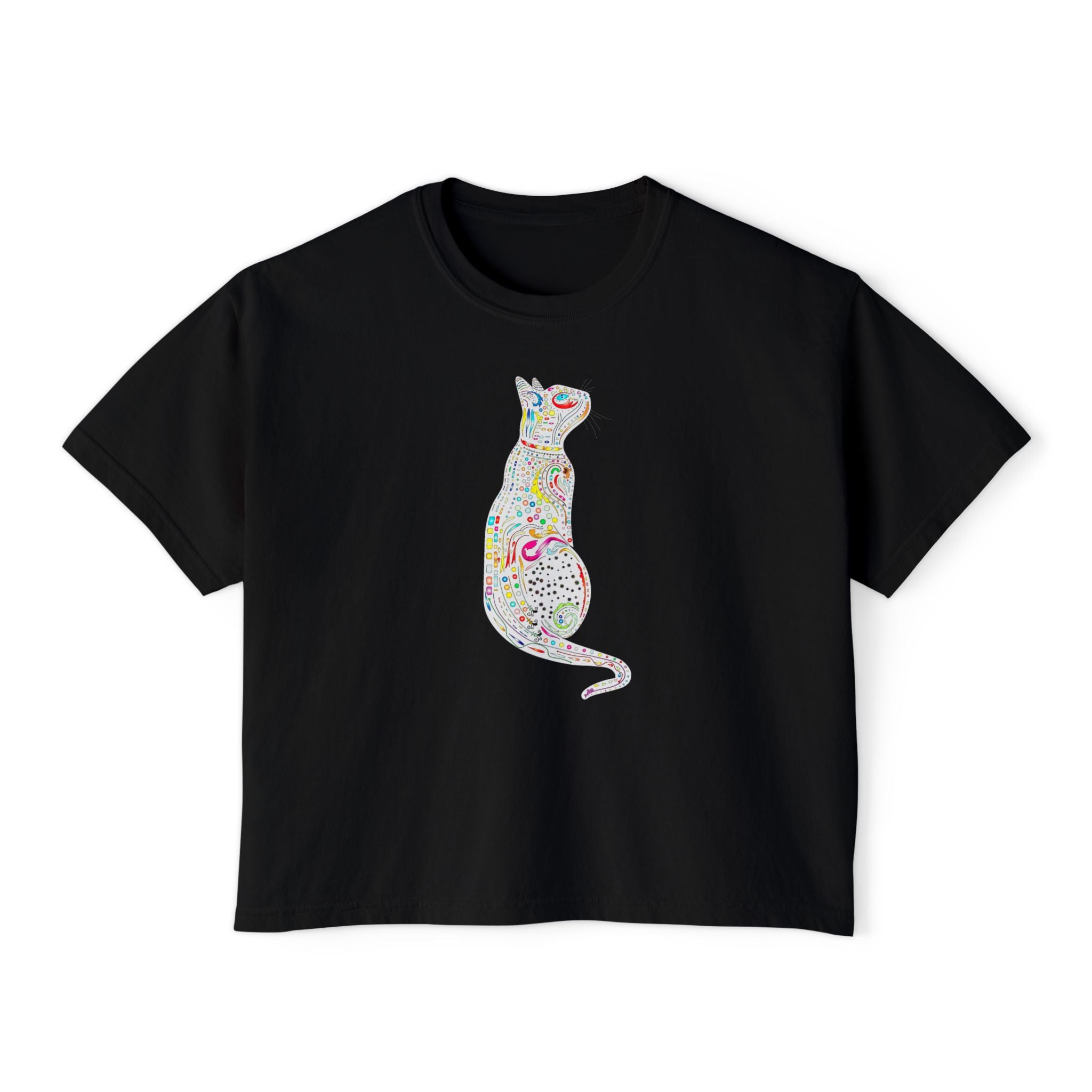 Cute Cat T-Shirt, Colorful Cat Graphic Tee, Cat Lover Gift Idea