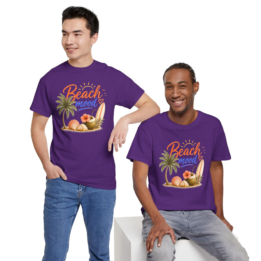 Beach Mood T-Shirt - Tropical Palm, Seashell Graphic Tee