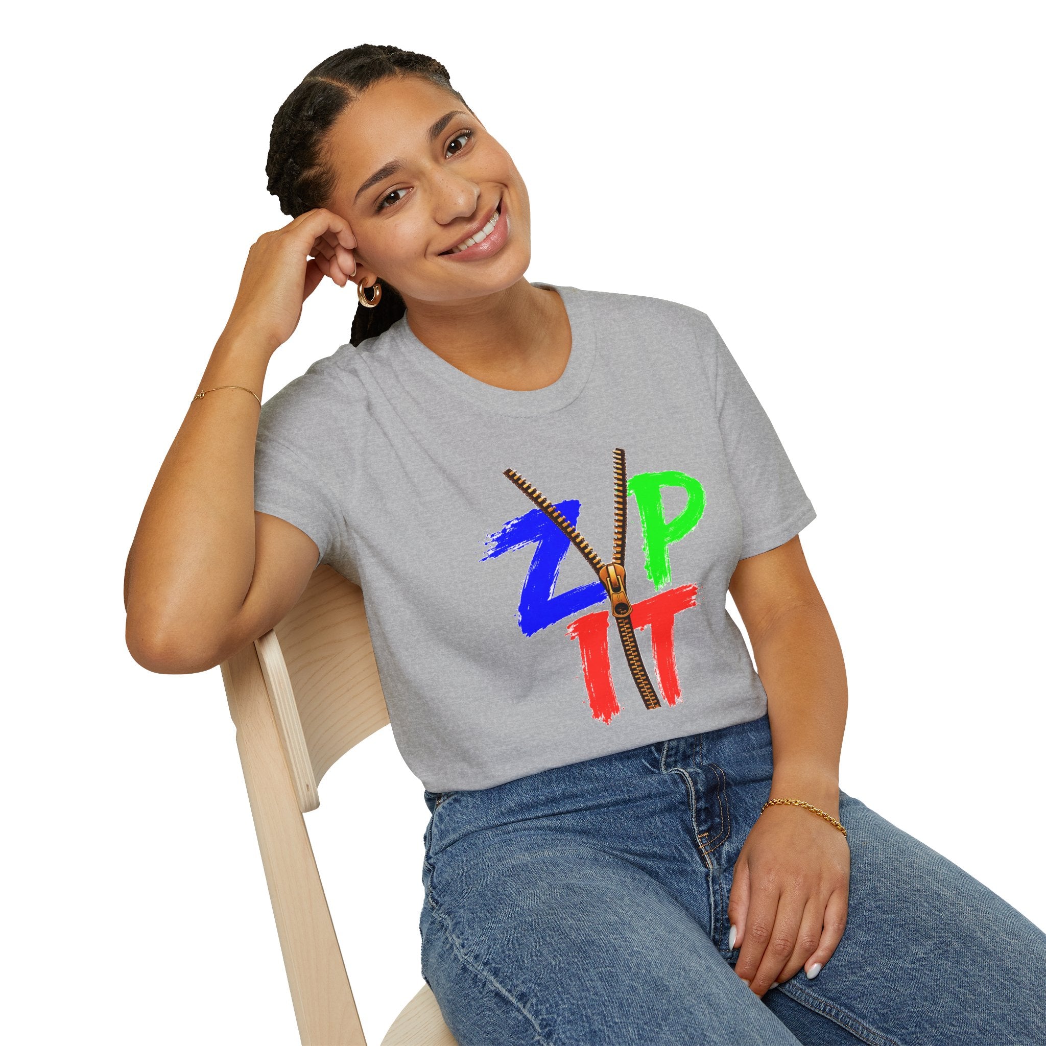Zip It T-Shirt — Bold Color Zipper Graphic Tee